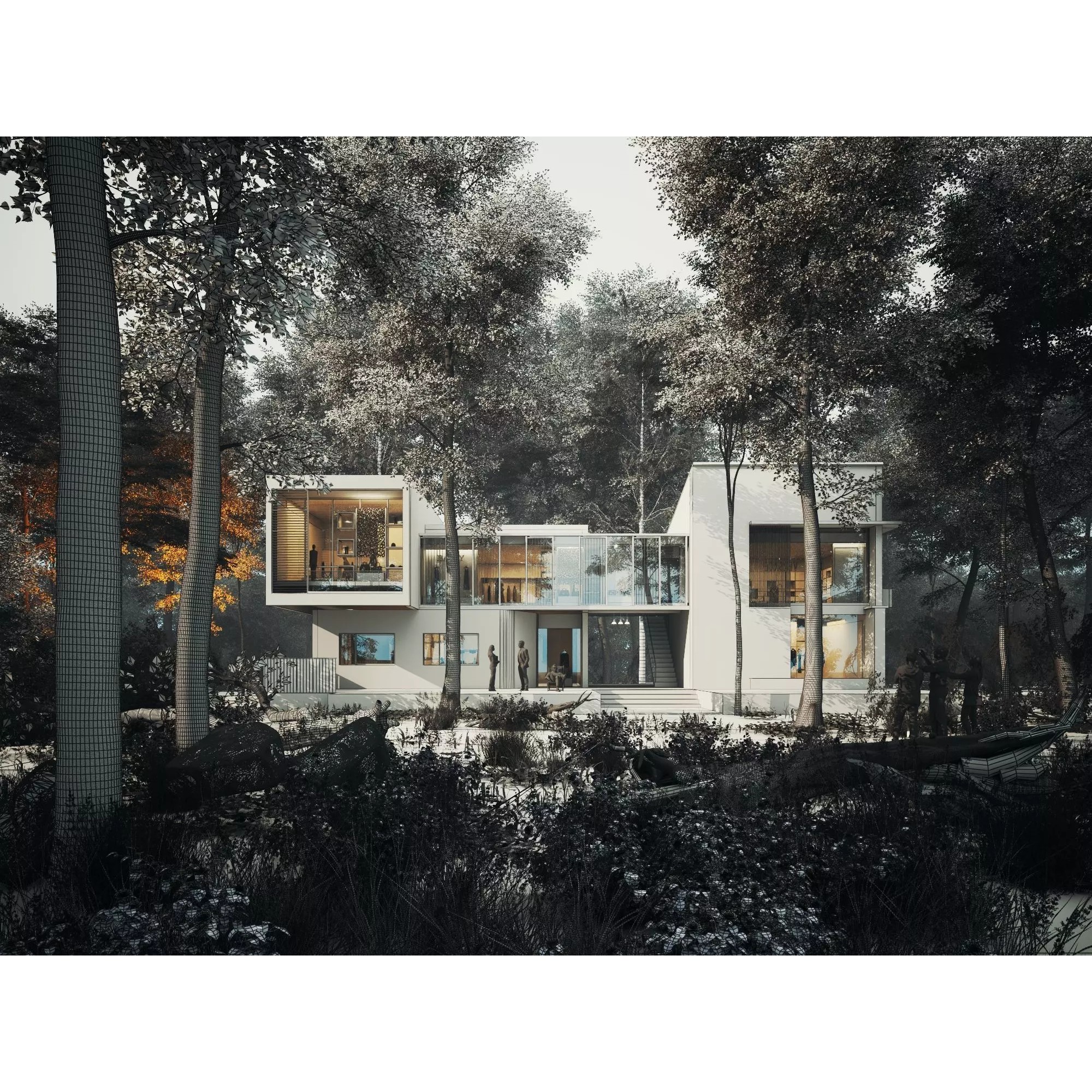 Modern Forest House - Low-Poly Game-Ready 3D Model - View 10