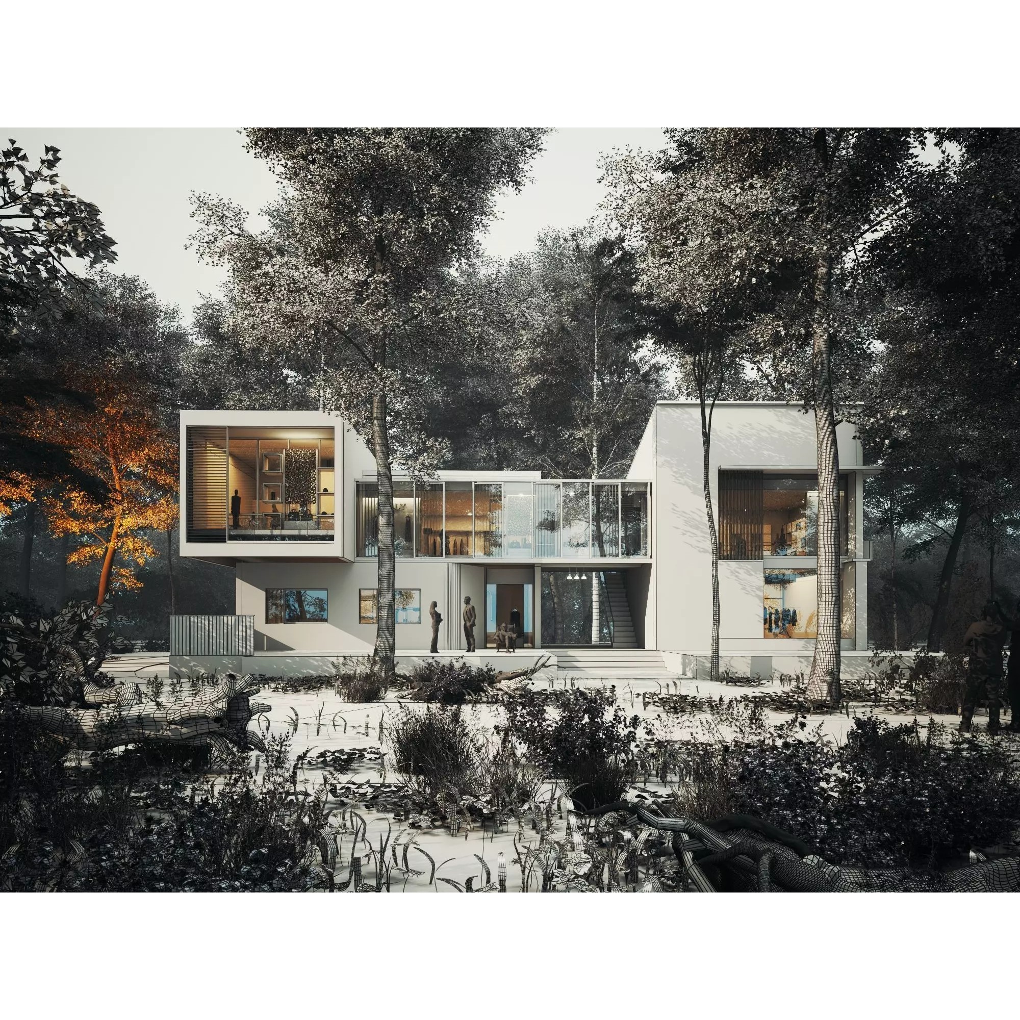 Modern Forest House - Low-Poly Game-Ready 3D Model - View 11
