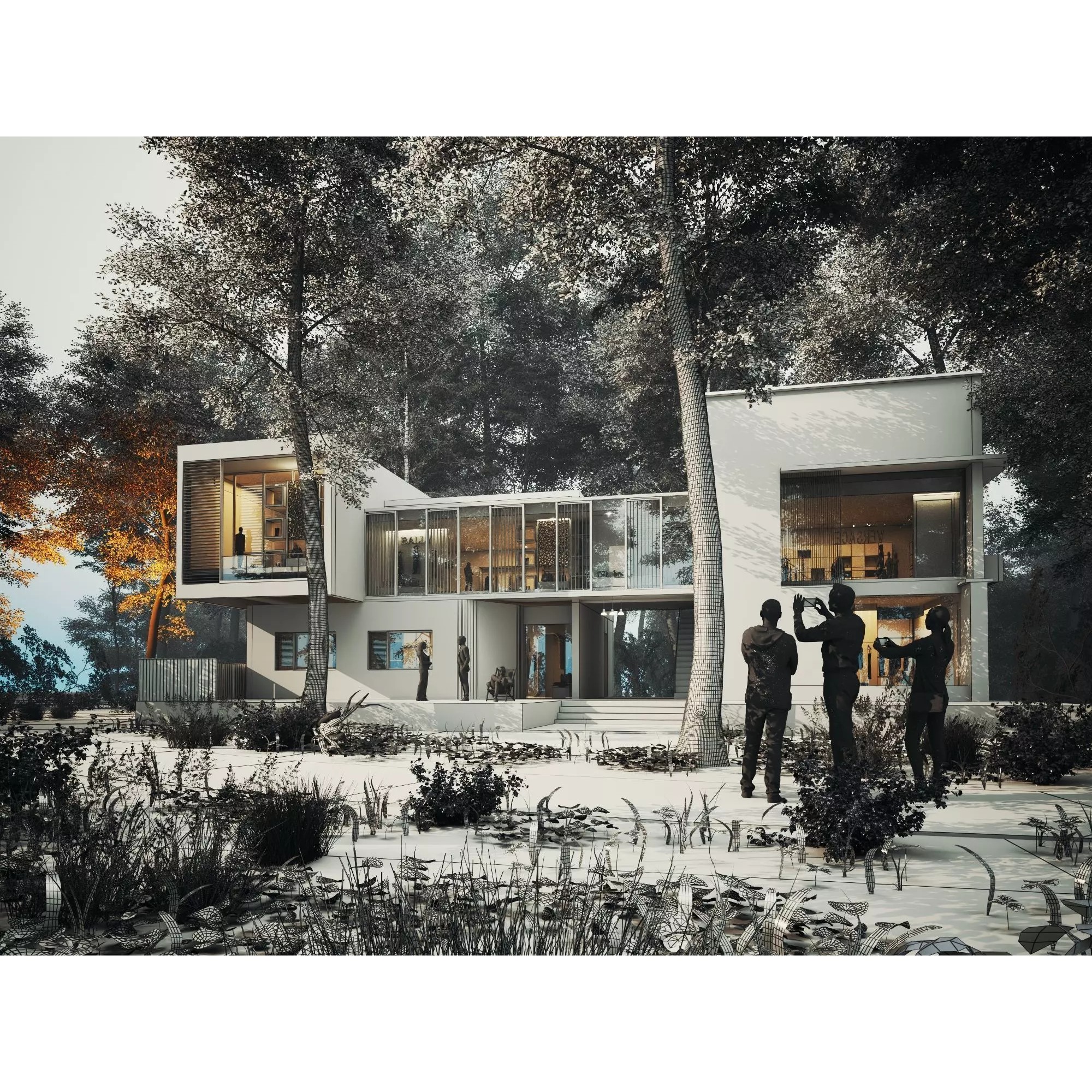 Modern Forest House - Low-Poly Game-Ready 3D Model - View 12