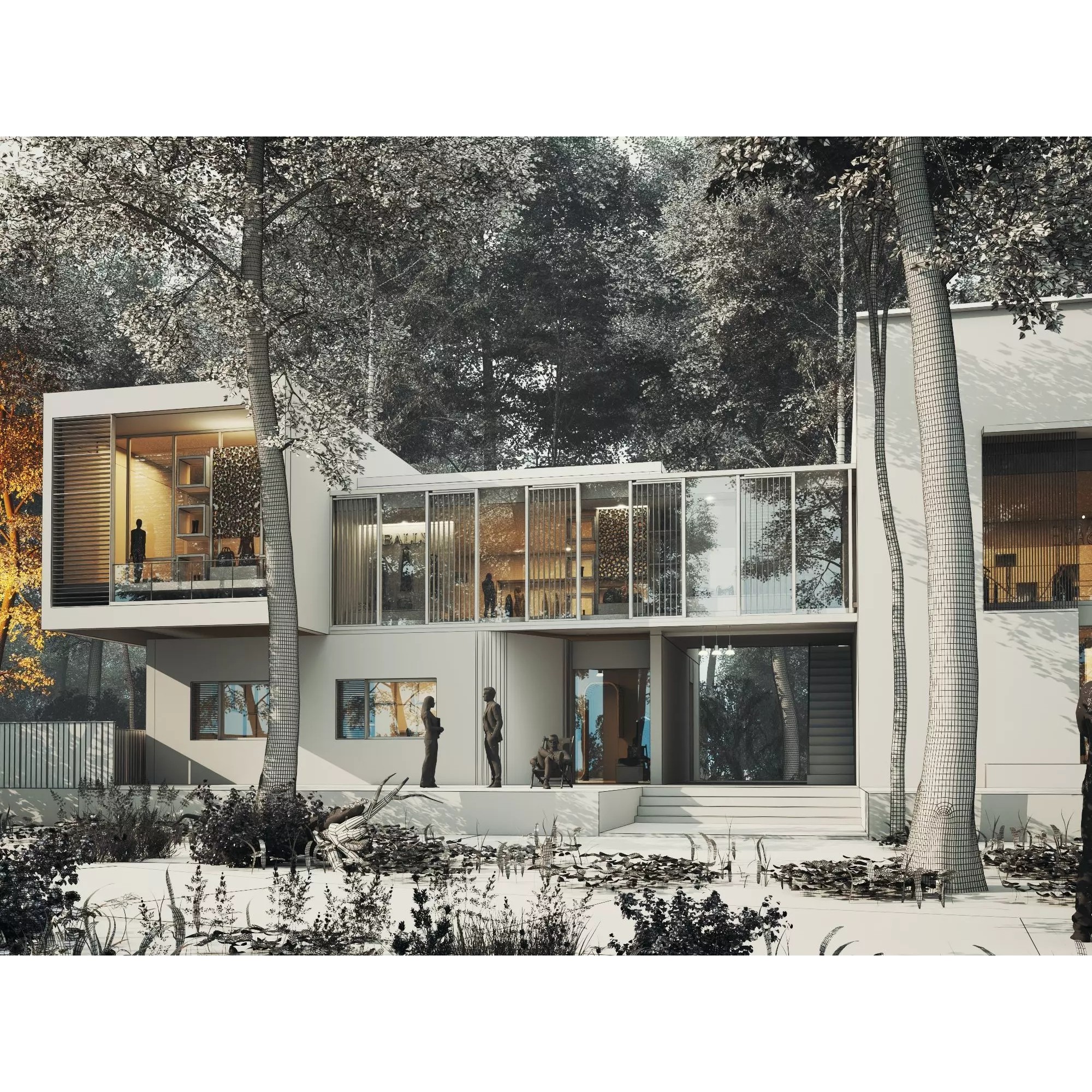 Modern Forest House - Low-Poly Game-Ready 3D Model - View 13