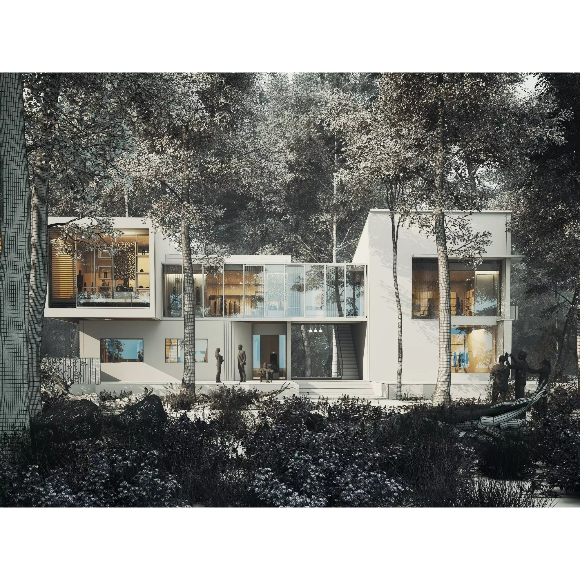 Modern Forest House - Low-Poly Game-Ready 3D Model - View 14