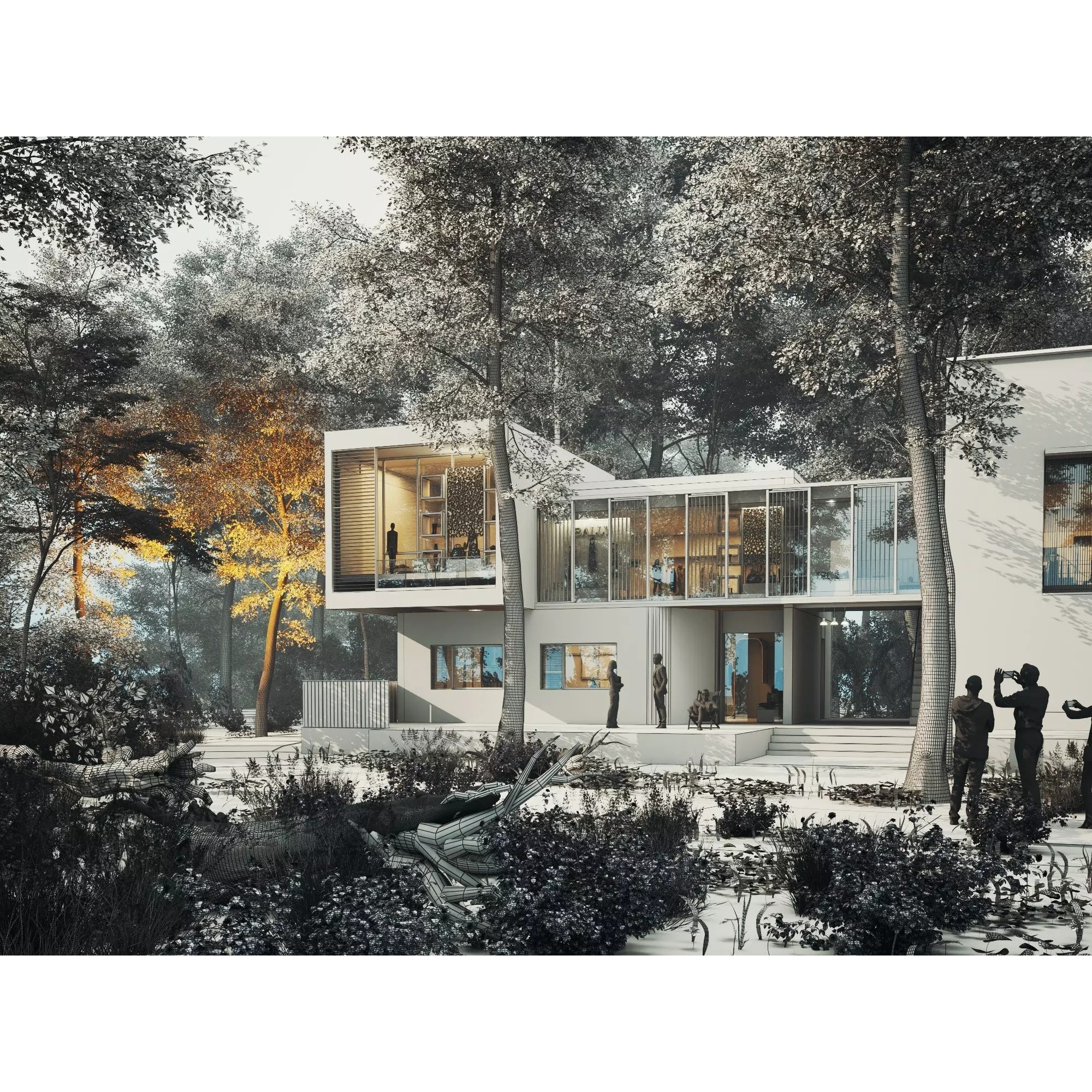 Modern Forest House - Low-Poly Game-Ready 3D Model - View 15