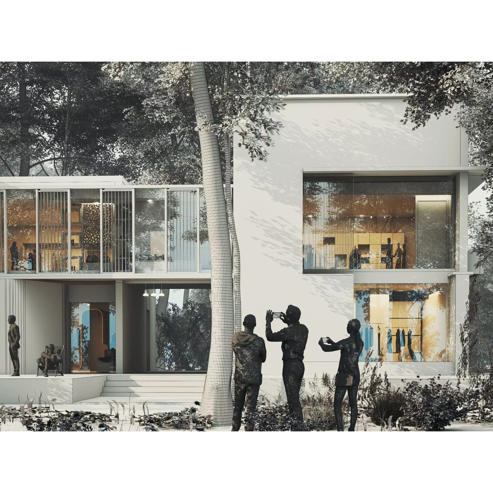 Modern Forest House - Low-Poly Game-Ready 3D Model - View 16