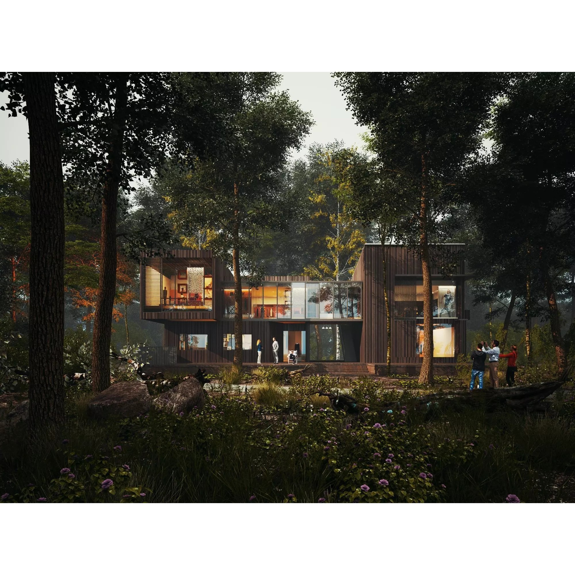 Modern Forest House - Low-Poly Game-Ready 3D Model - View 2