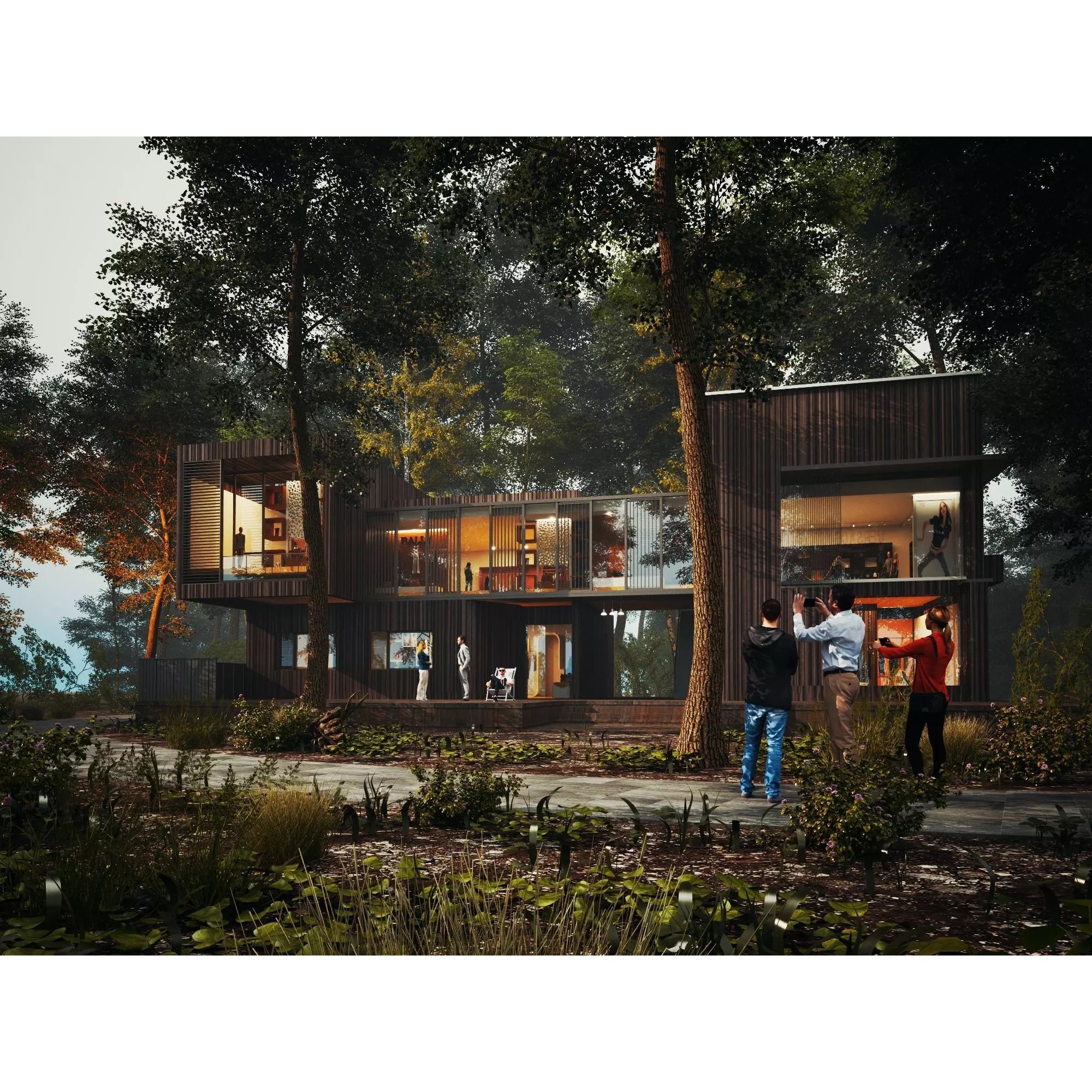 Modern Forest House - Low-Poly Game-Ready 3D Model - View 4