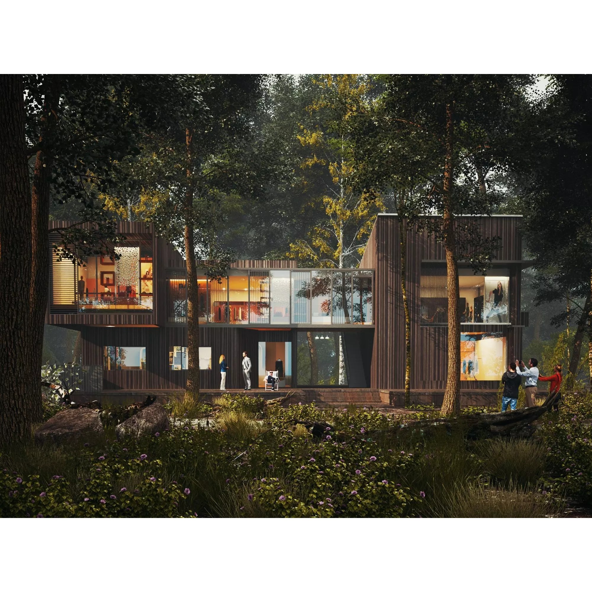 Modern Forest House - Low-Poly Game-Ready 3D Model - View 6
