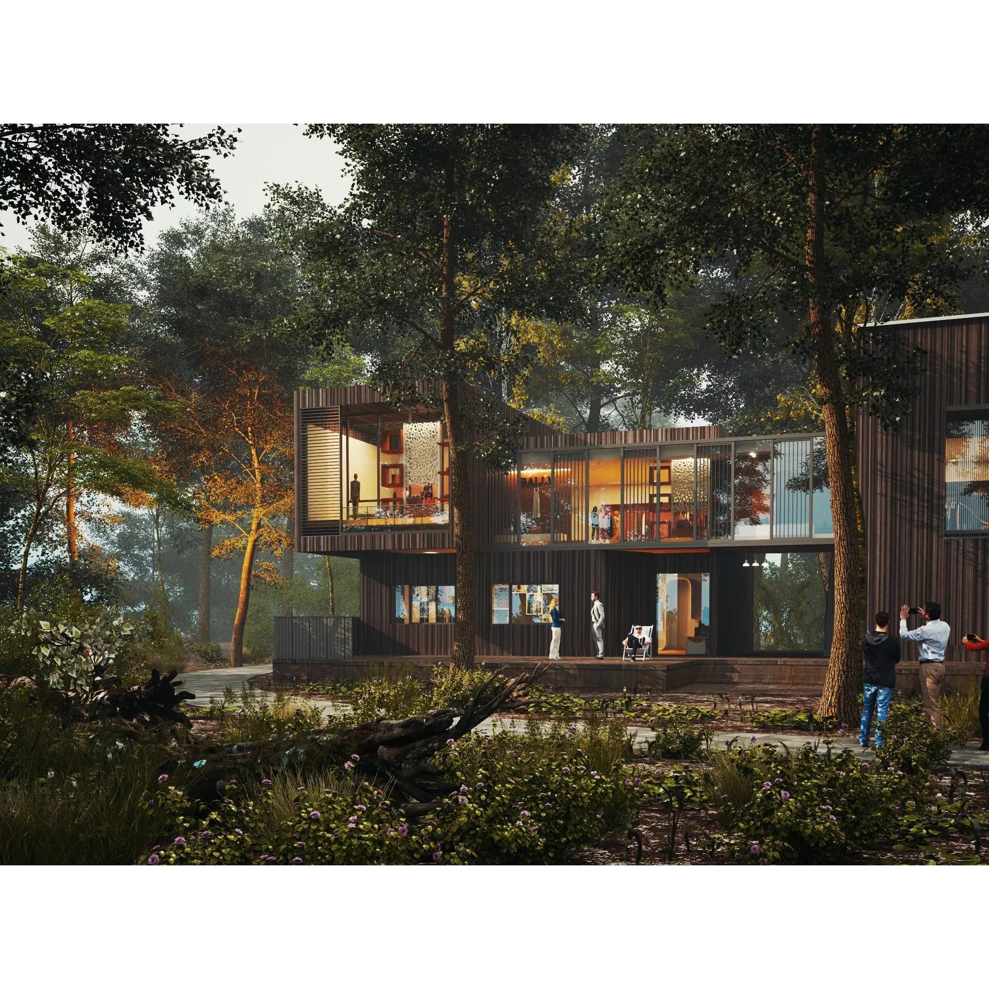 Modern Forest House - Low-Poly Game-Ready 3D Model - View 7