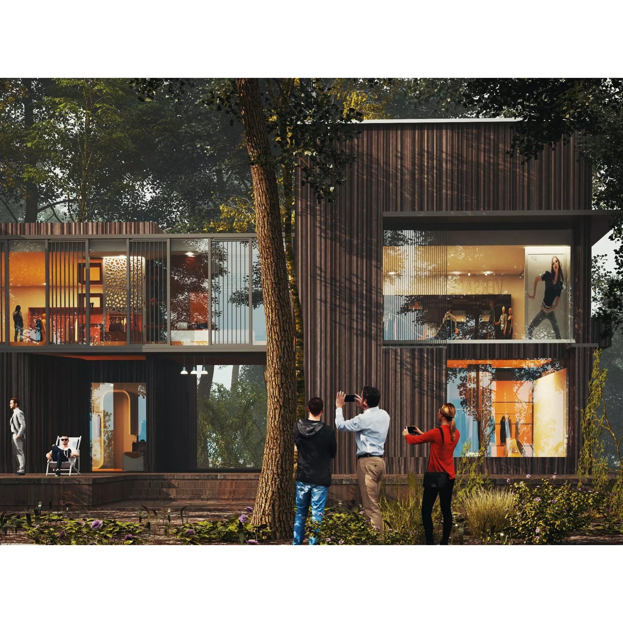 Modern Forest House - Low-Poly Game-Ready 3D Model - View 8