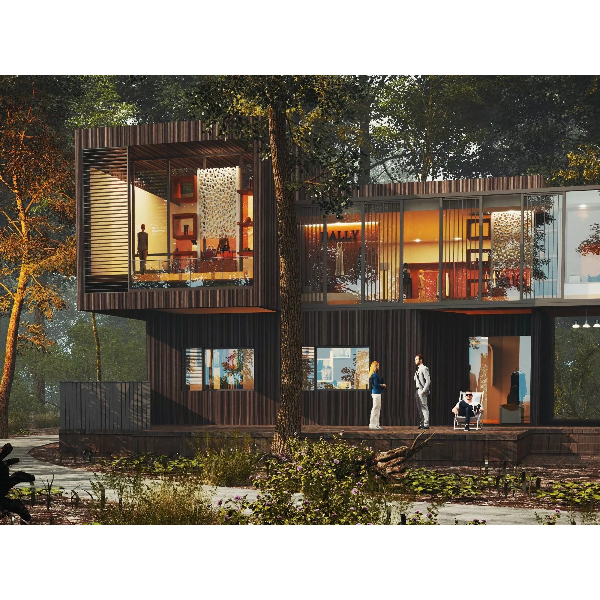 Modern Forest House - Low-Poly Game-Ready 3D Model - View 9