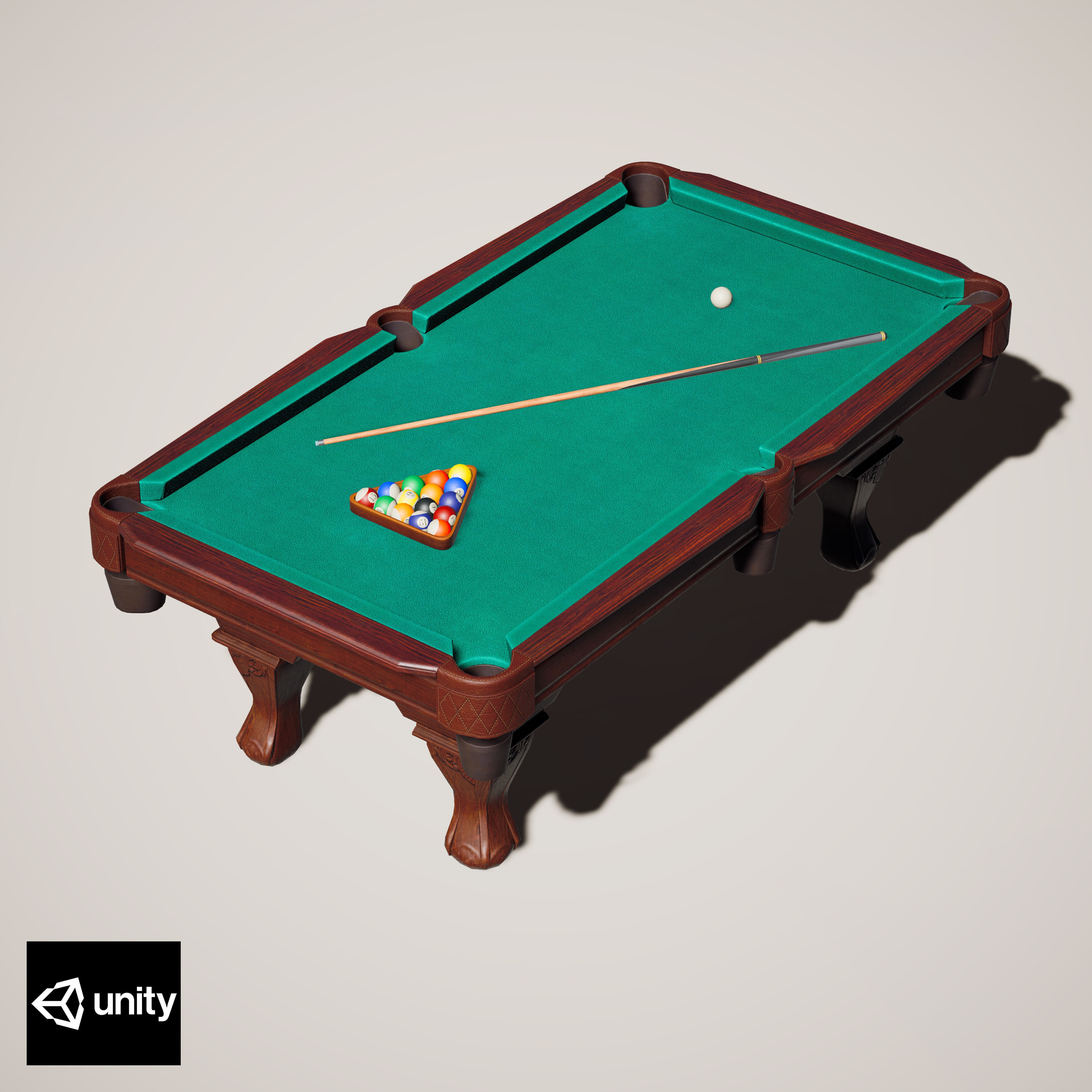 Pool Table - Low-Poly Game-Ready 3D Model
