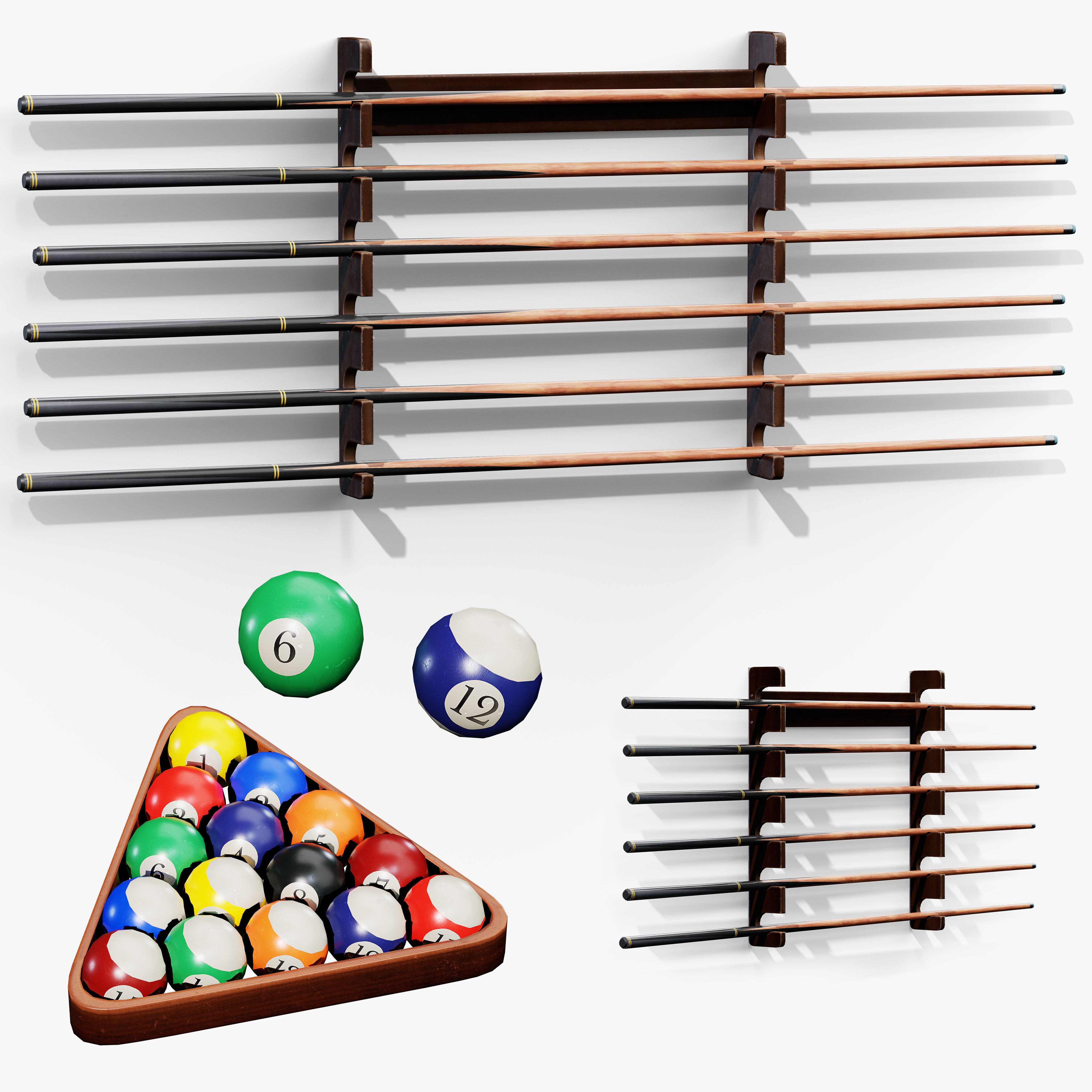 Pool Table - Low-Poly Game-Ready 3D Model - View 15