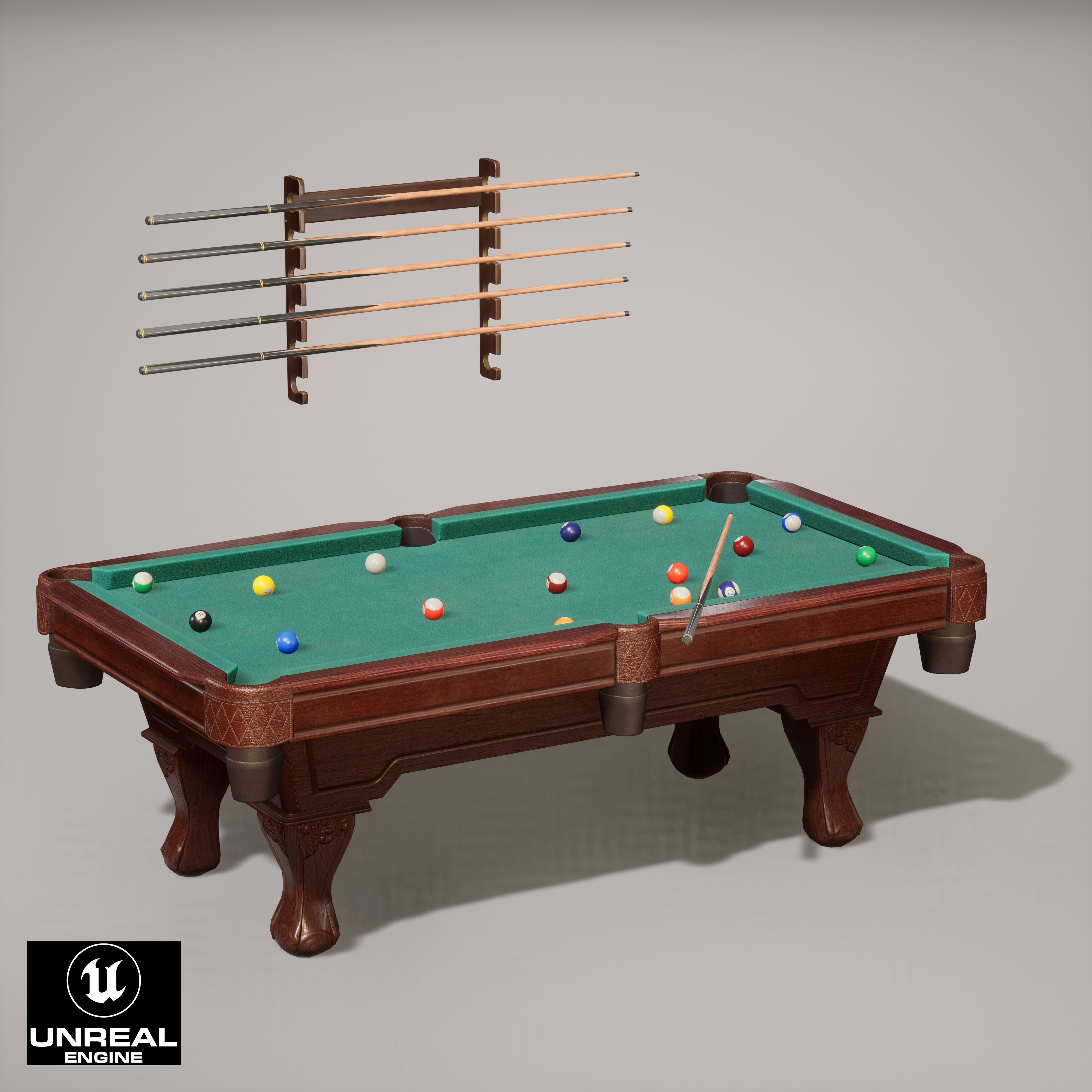 Pool Table - Low-Poly Game-Ready 3D Model - View 19