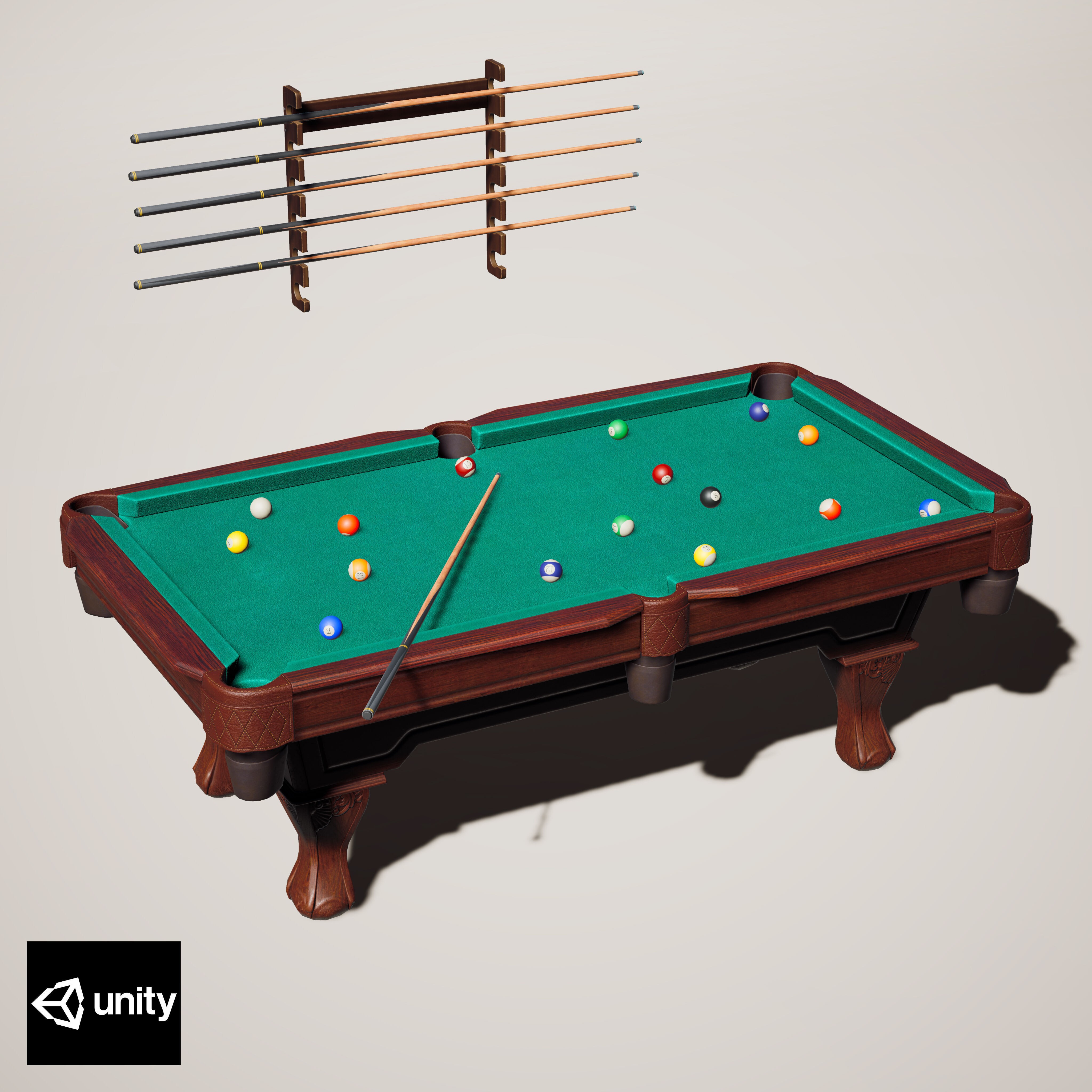 Pool Table - Low-Poly Game-Ready 3D Model - View 21