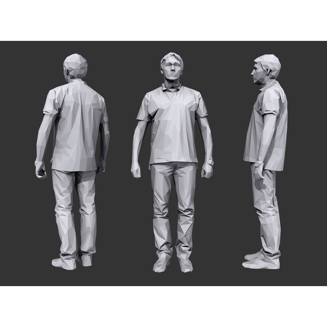 Lowpoly Casual Character 3D Model – Low Poly Stylized People, FBX