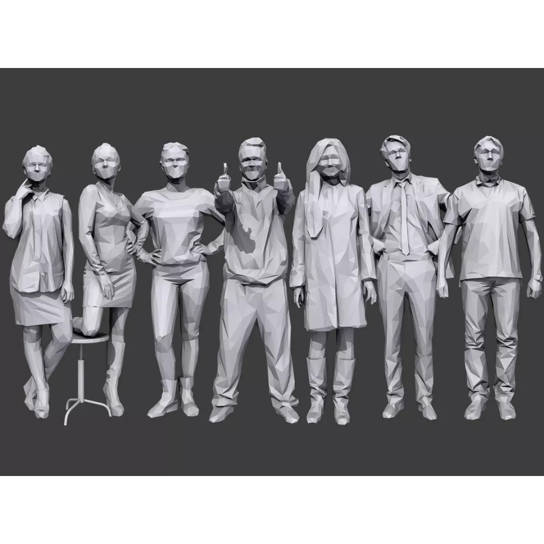 Lowpoly Casual Character 3D Model – Low Poly Stylized People, FBX - View 2