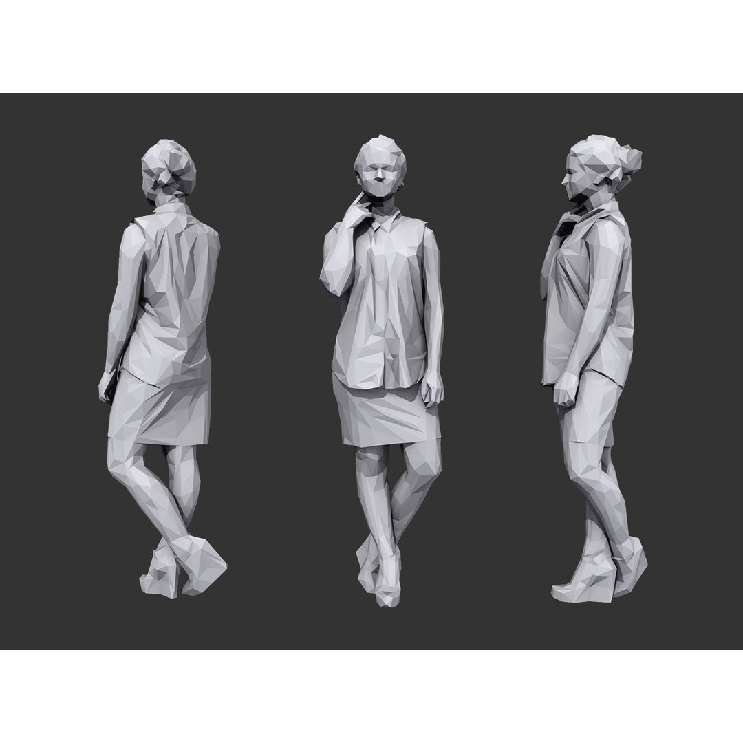 Lowpoly Casual Character 3D Model – Low Poly Stylized People, FBX - View 3