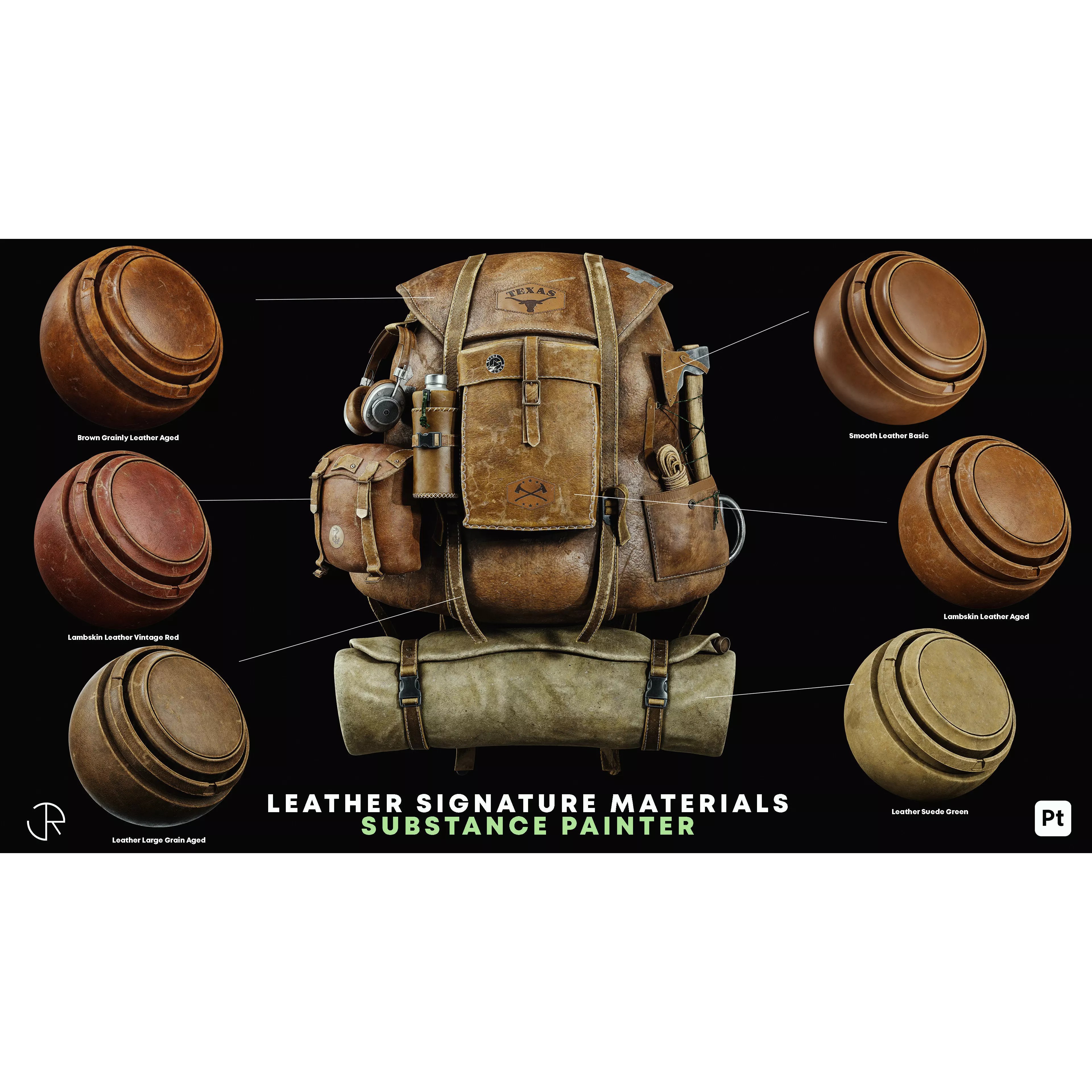 Leather Signature Materials - Customizable Textures 3D Model - View 2