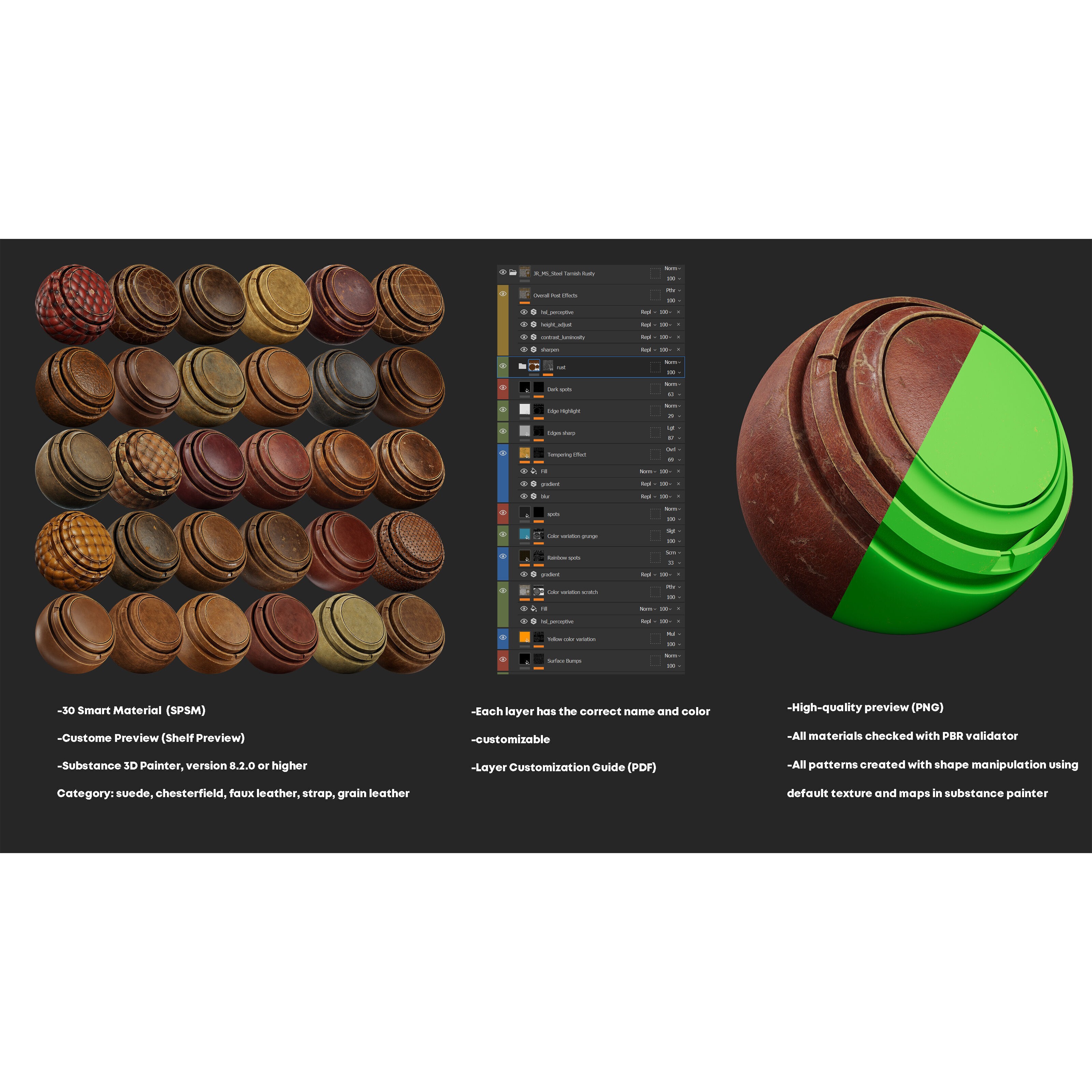 Leather Signature Materials - Customizable Textures 3D Model - View 3