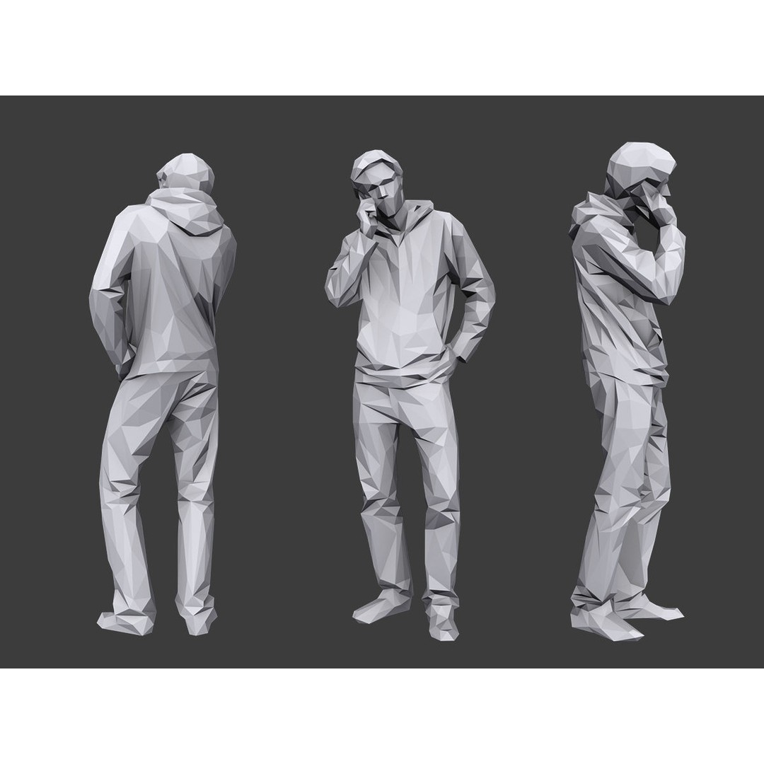 Casual Character 3D Model – Low Poly Stylized Figures for Archviz