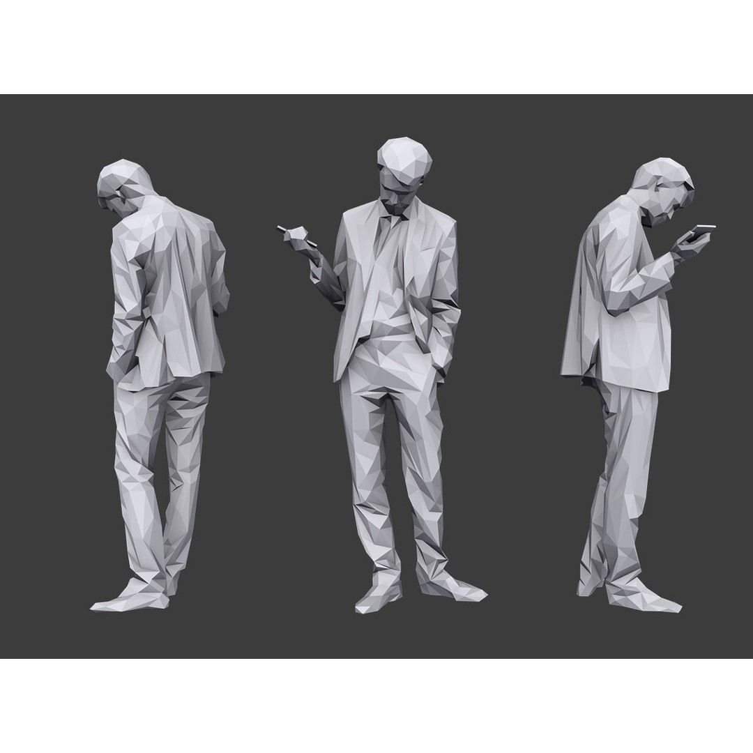 Casual Character 3D Model – Low Poly Stylized Figures for Archviz - View 3