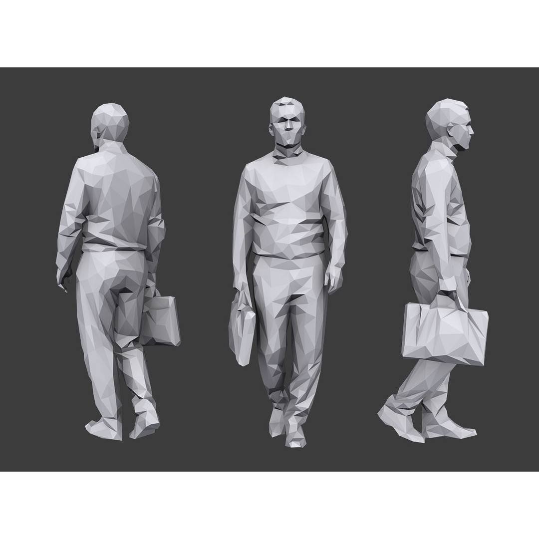 Casual Character 3D Model – Low Poly Stylized Figures for Archviz - View 4