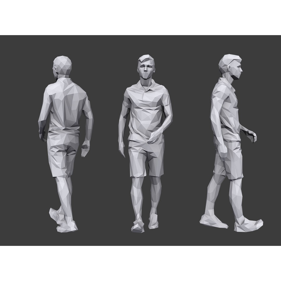 Casual Character 3D Model – Low Poly Stylized Figures for Archviz - View 6