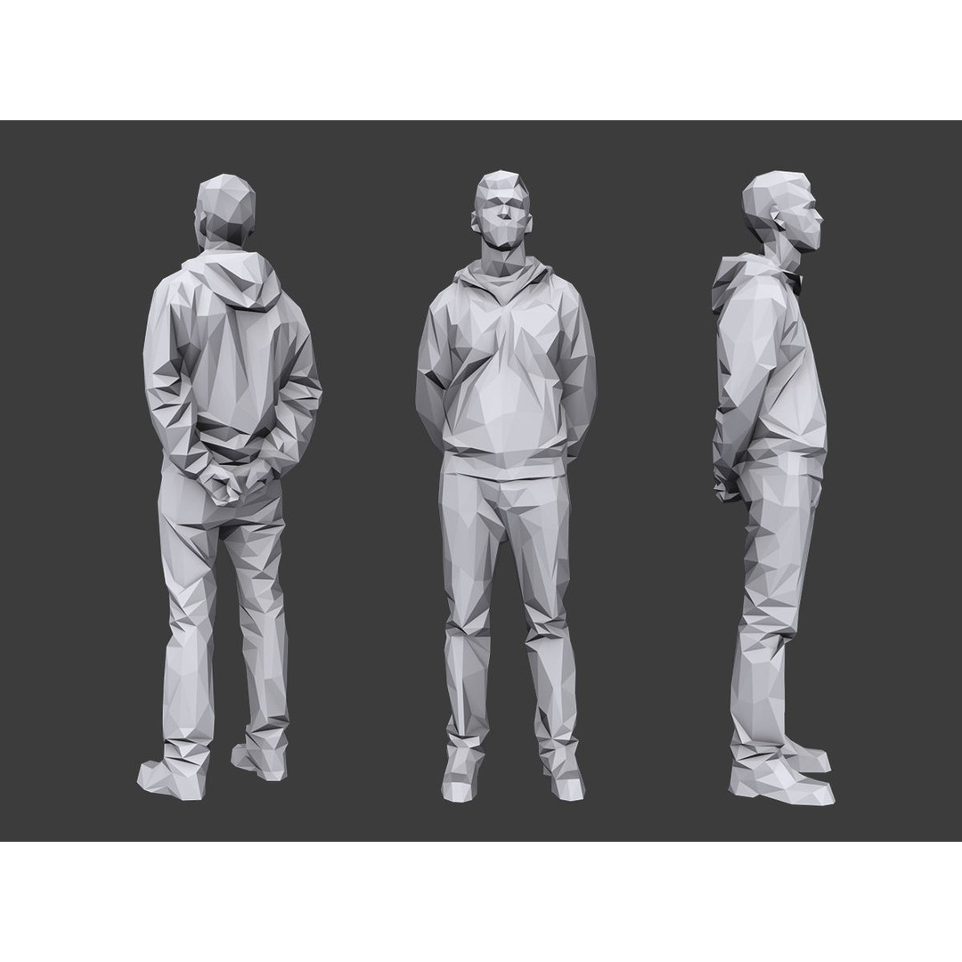 Casual Character 3D Model – Low Poly Stylized Figures for Archviz - View 7
