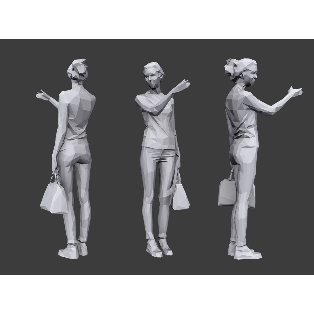 Casual Character 3D Model – Low Poly Stylized Figures for Archviz - View 8
