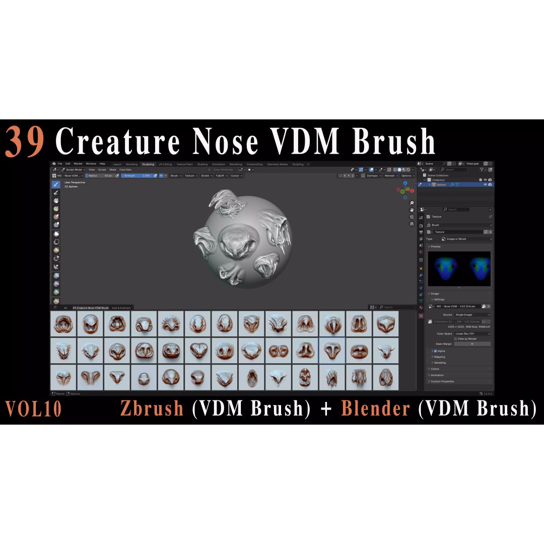 Creature Nose 3D Model – VDM Brush Collection for ZBrush & Blender