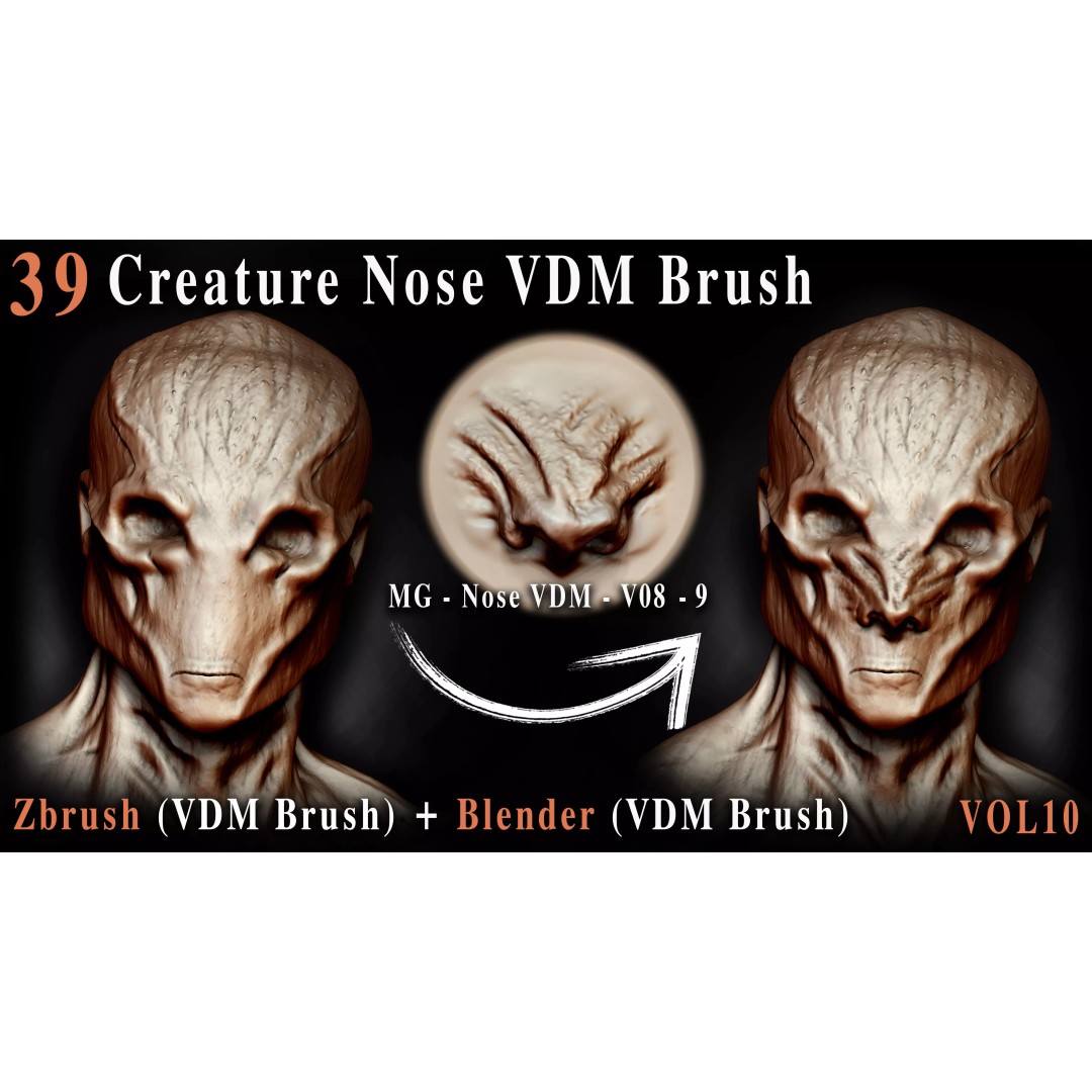 Creature Nose 3D Model – VDM Brush Collection for ZBrush & Blender - View 3