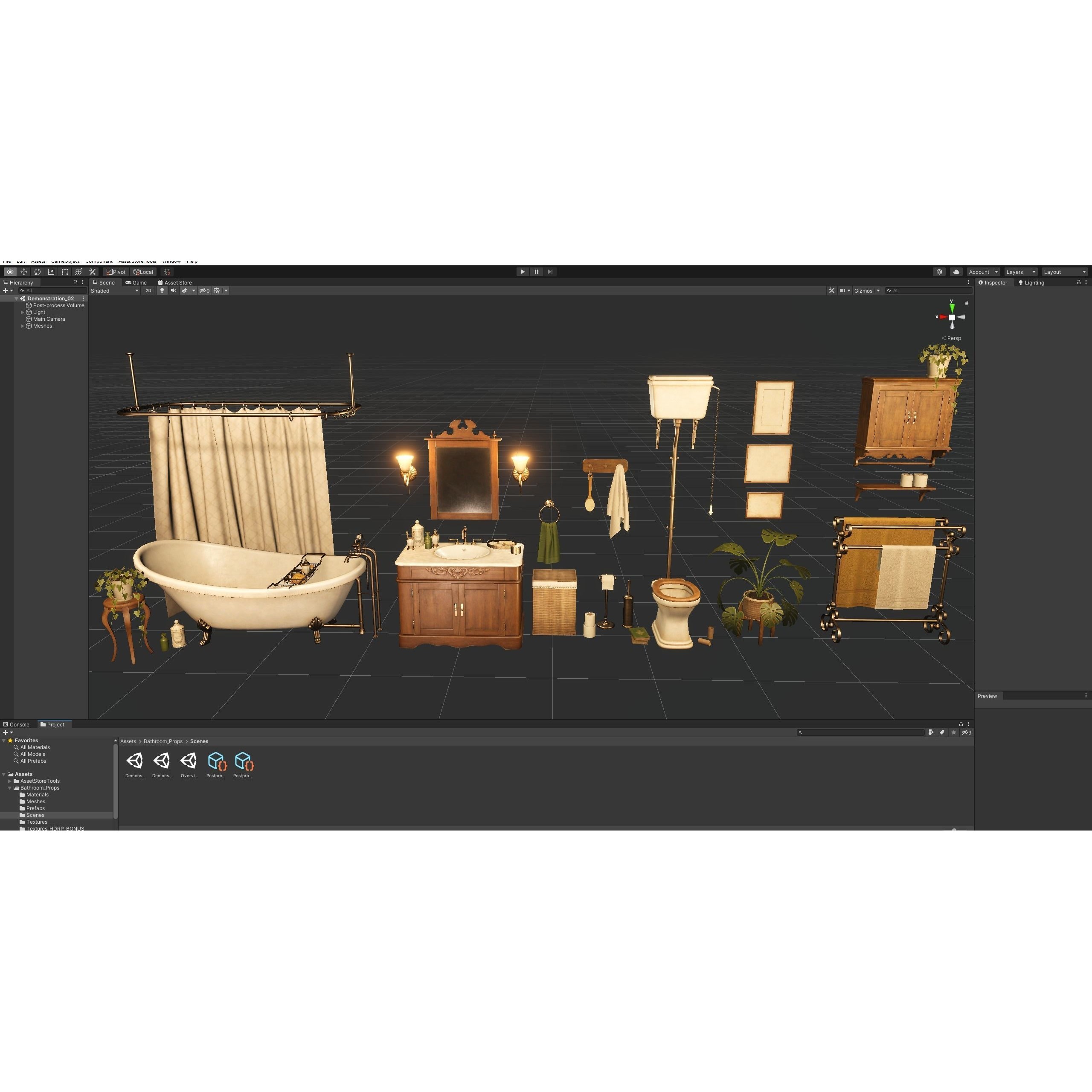Victorian Bathroom Props Pack - Low-Poly Game-Ready 3D Model