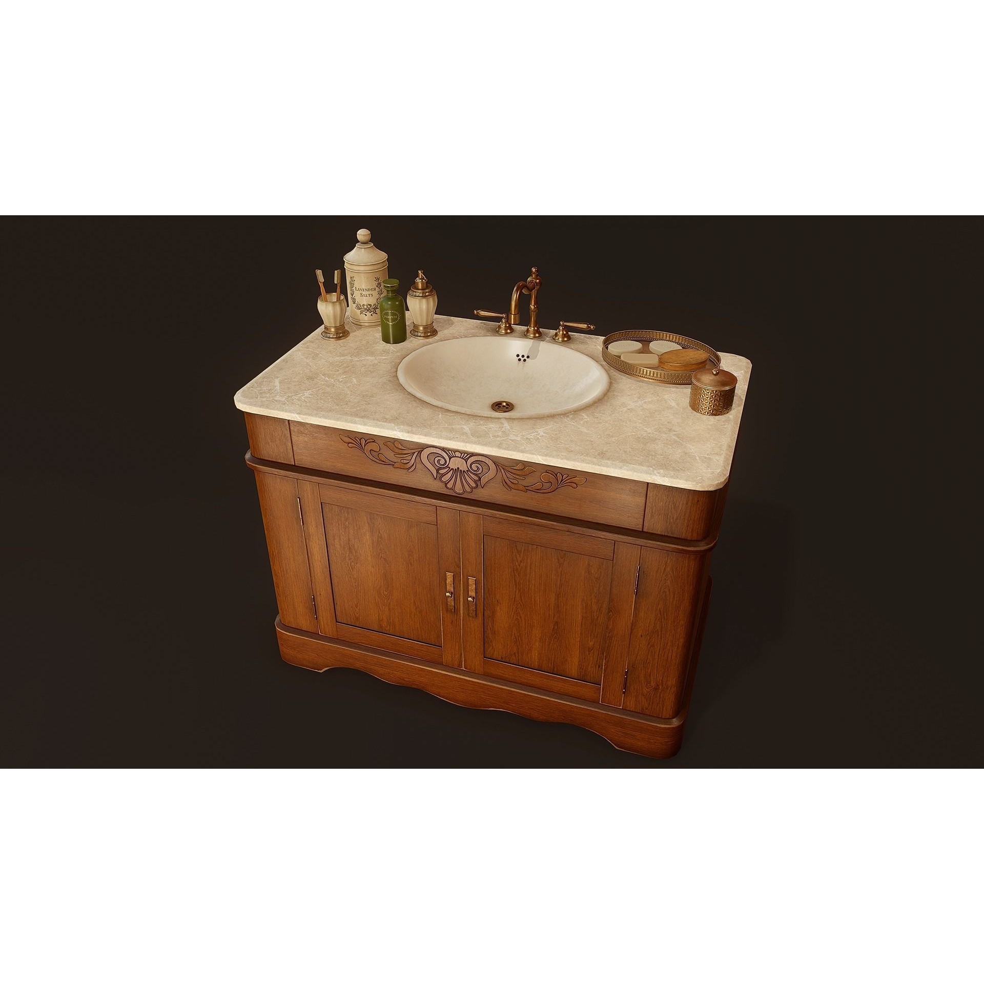 Victorian Bathroom Props Pack - Low-Poly Game-Ready 3D Model - View 10