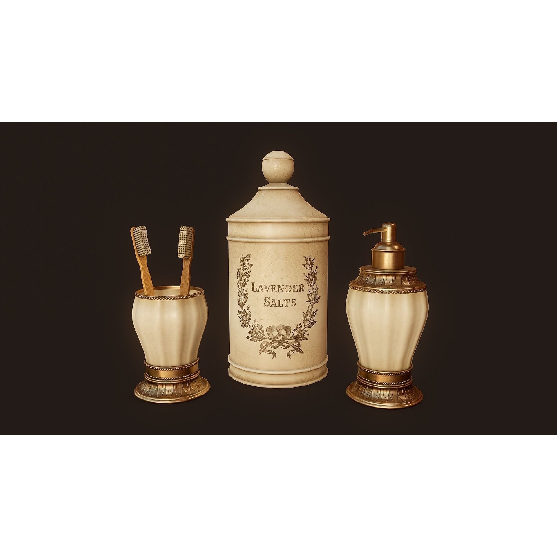 Victorian Bathroom Props Pack - Low-Poly Game-Ready 3D Model - View 11