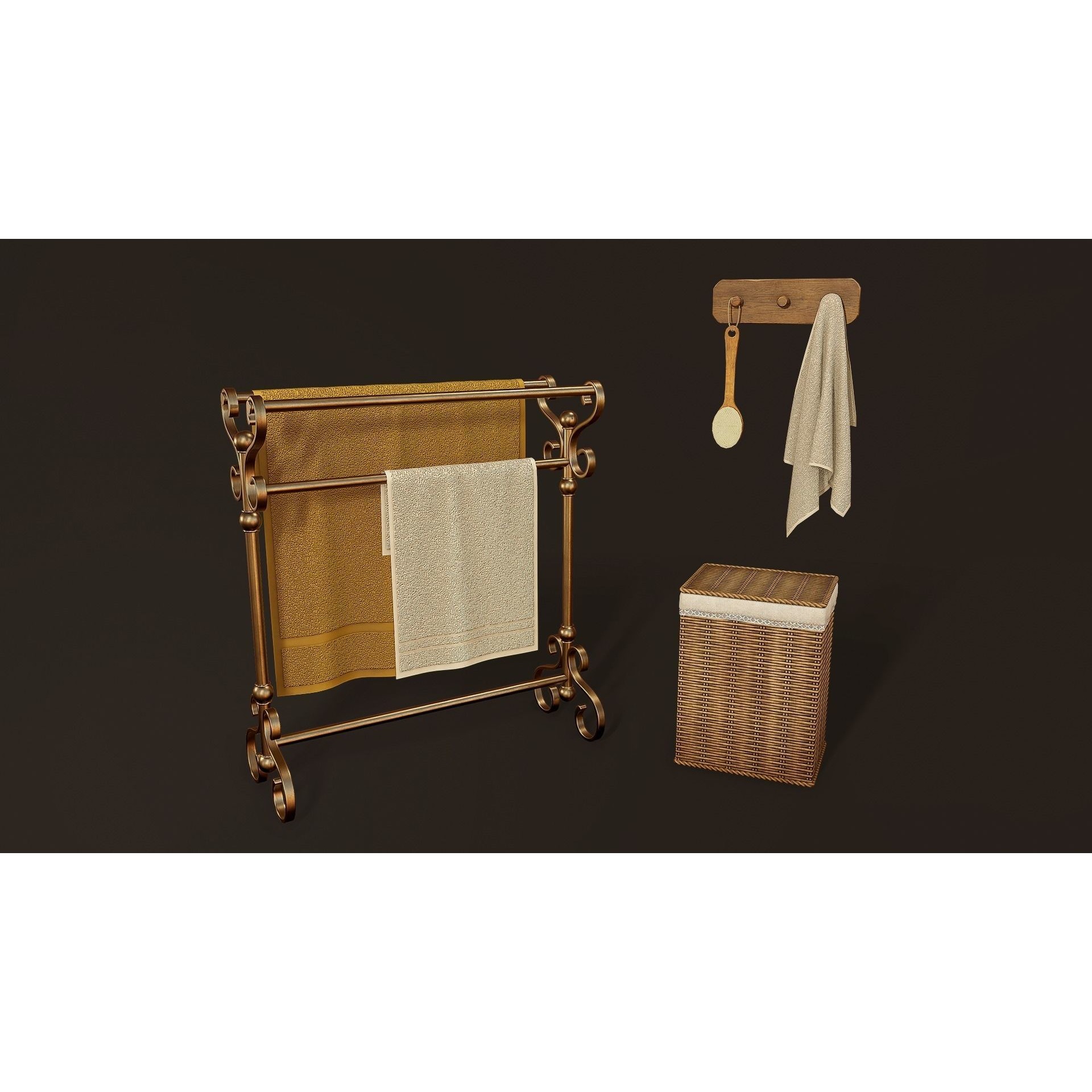 Victorian Bathroom Props Pack - Low-Poly Game-Ready 3D Model - View 18