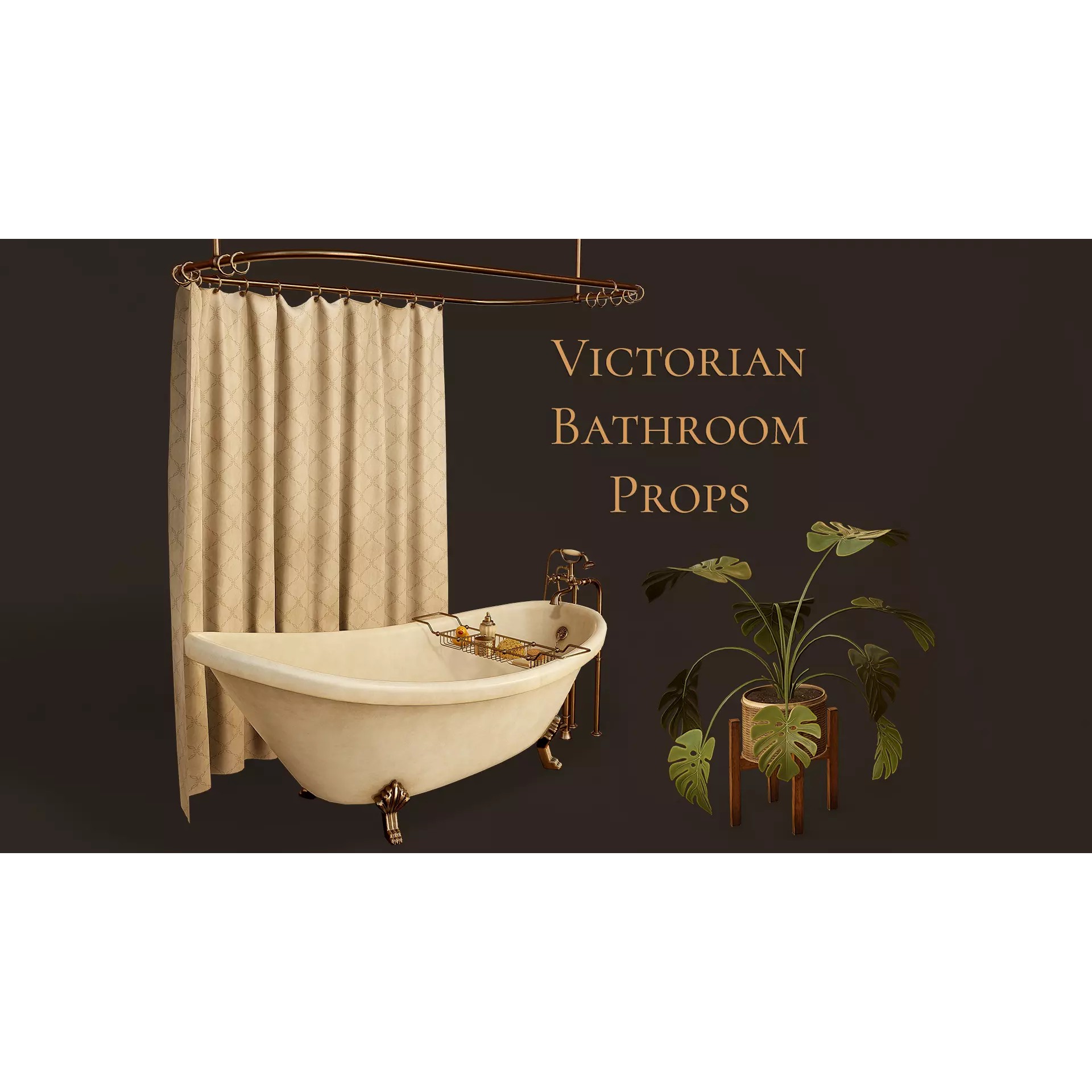 Victorian Bathroom Props Pack - Low-Poly Game-Ready 3D Model - View 2