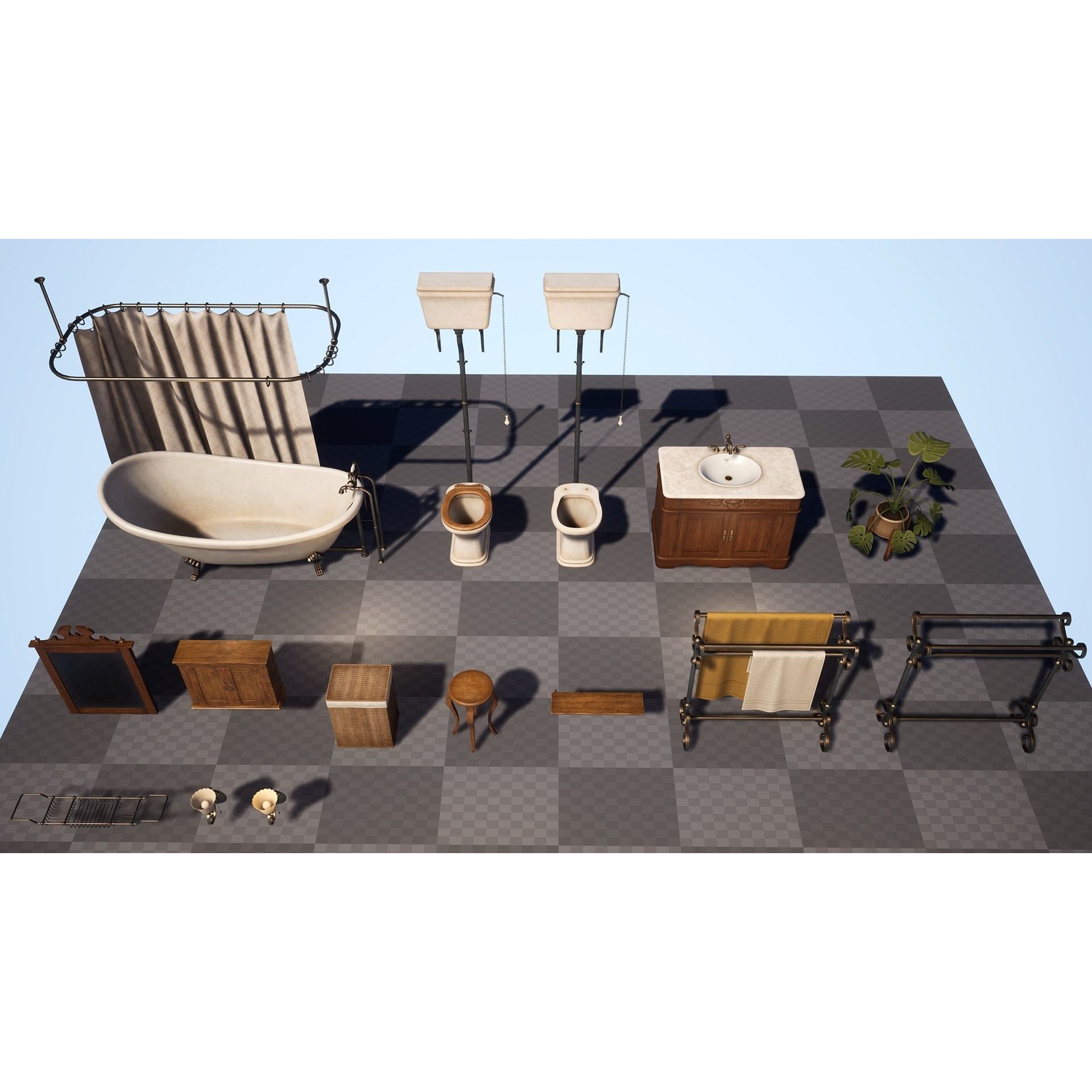 Victorian Bathroom Props Pack - Low-Poly Game-Ready 3D Model - View 28