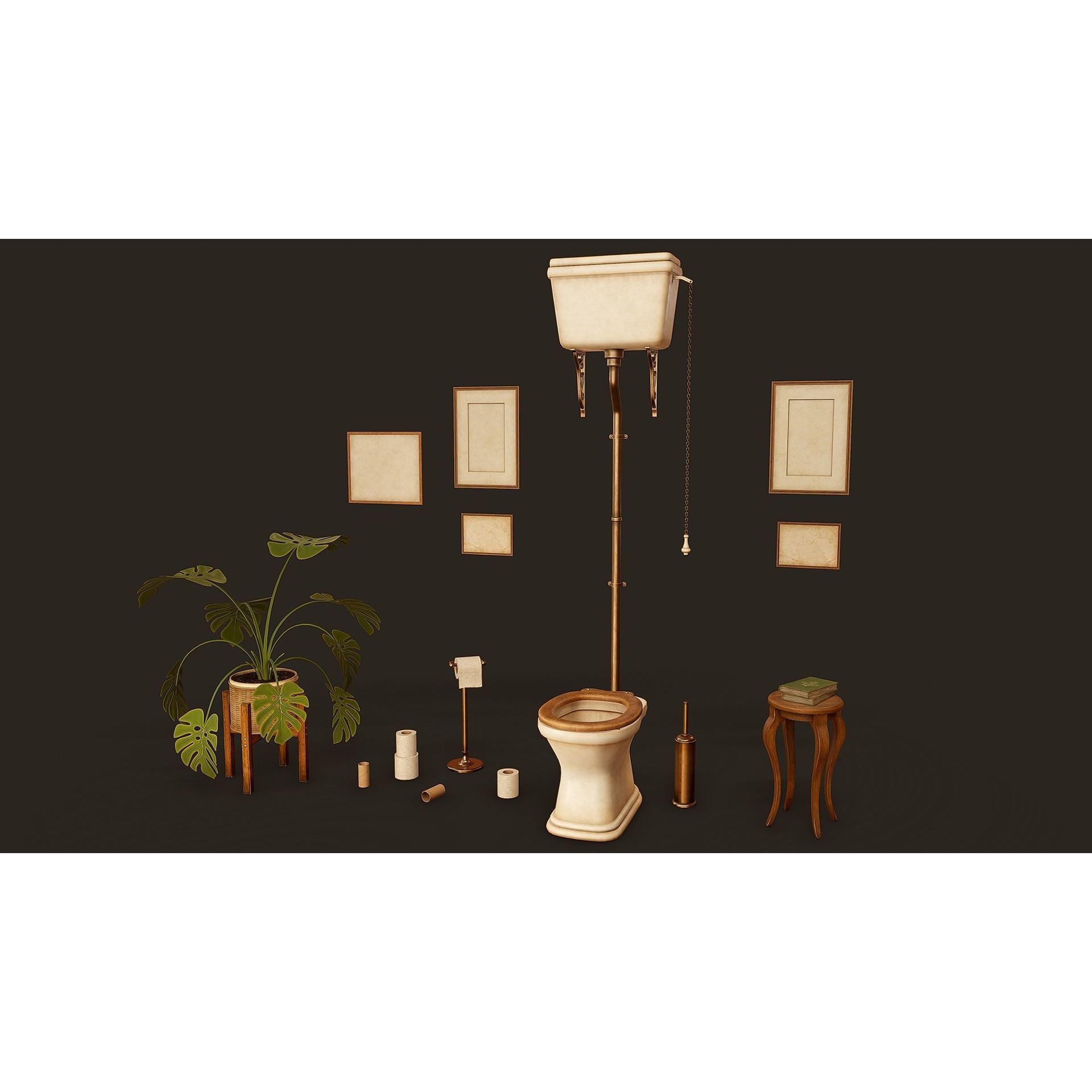 Victorian Bathroom Props Pack - Low-Poly Game-Ready 3D Model - View 6