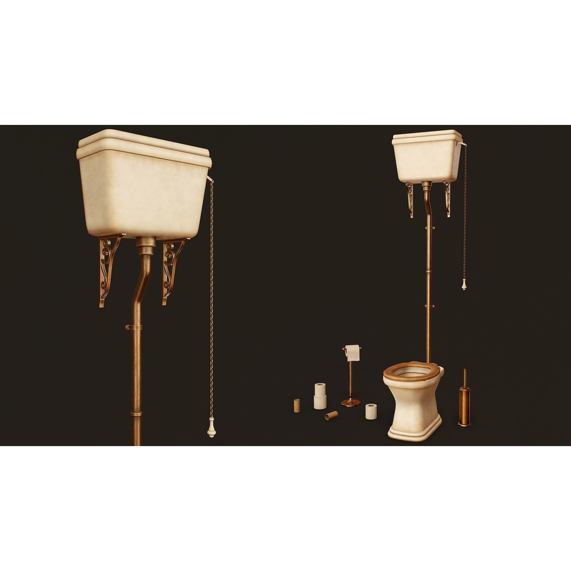 Victorian Bathroom Props Pack - Low-Poly Game-Ready 3D Model - View 7