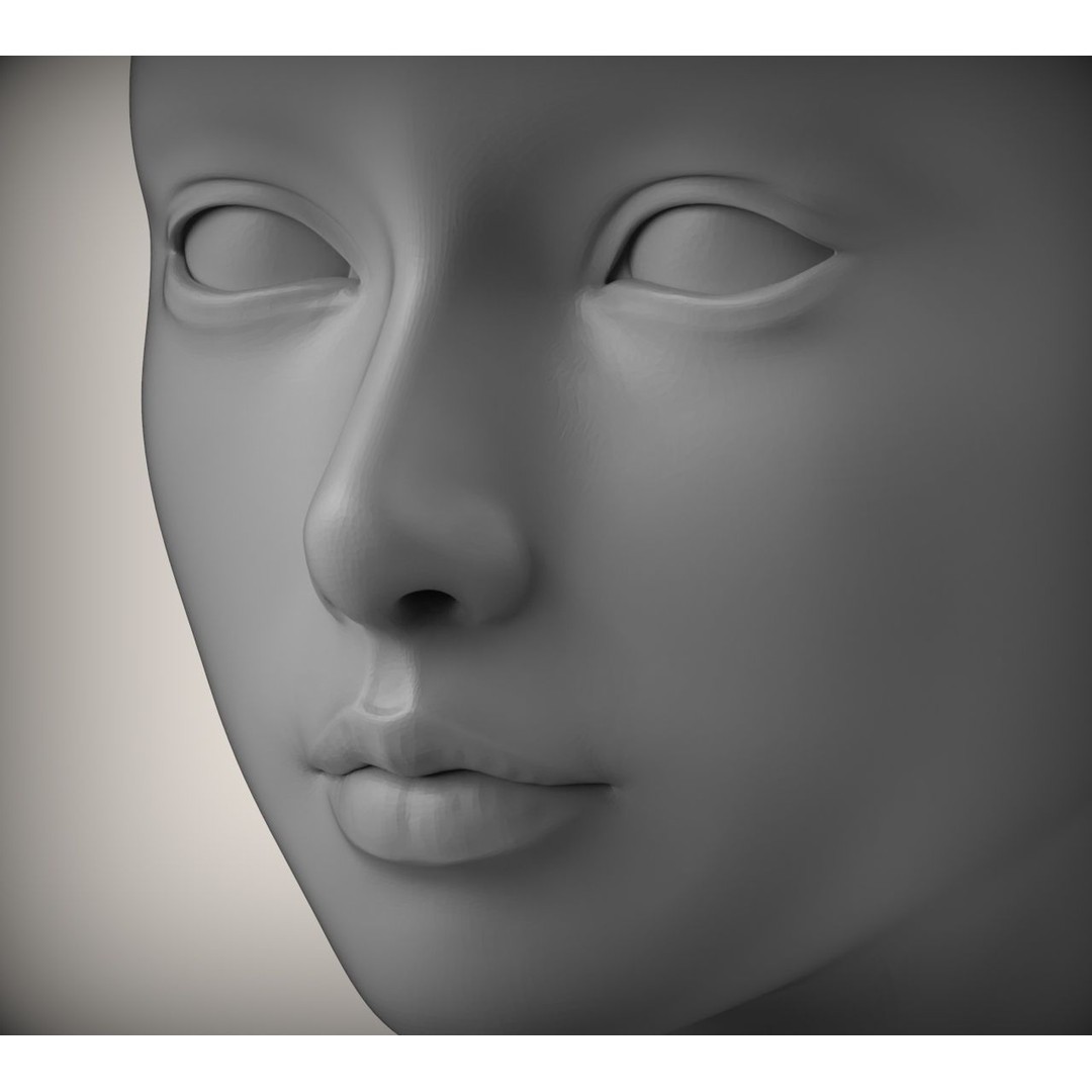 Female Head 3D Model – Advanced Low-Poly Rigged Geometry, STL