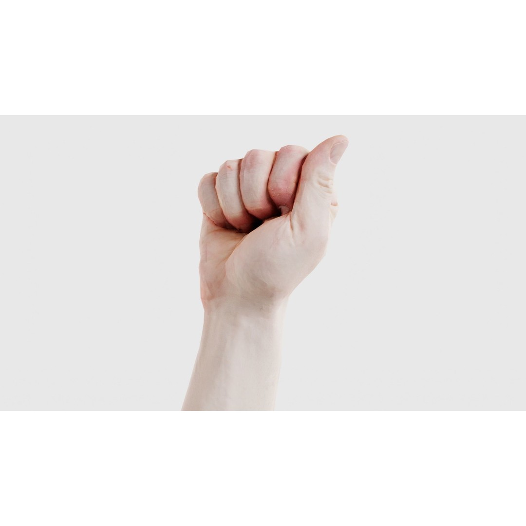 Male Hand 3D Model – Low Poly Fist for American Sign Language, FBX