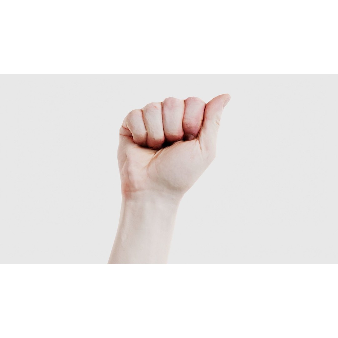 Male Hand 3D Model – Low Poly Fist for American Sign Language, FBX - View 17