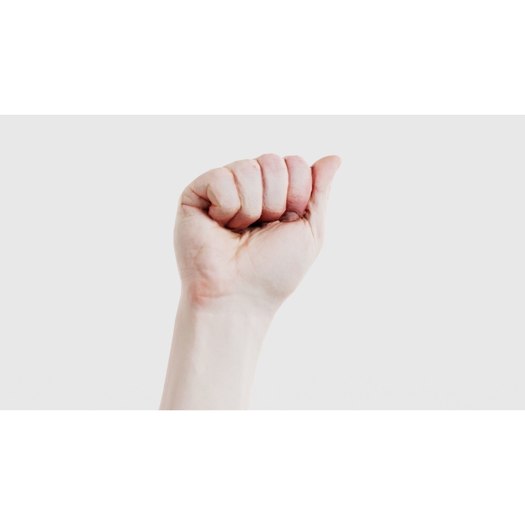 Male Hand 3D Model – Low Poly Fist for American Sign Language, FBX - View 18