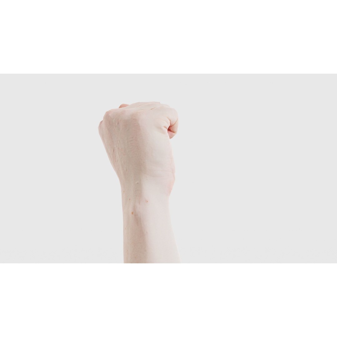 Male Hand 3D Model – Low Poly Fist for American Sign Language, FBX - View 21