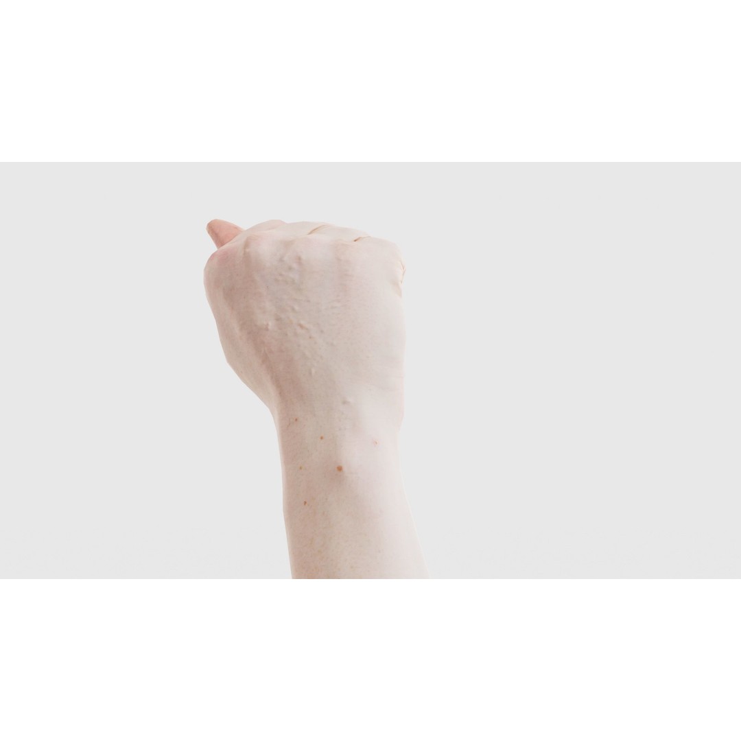 Male Hand 3D Model – Low Poly Fist for American Sign Language, FBX - View 22