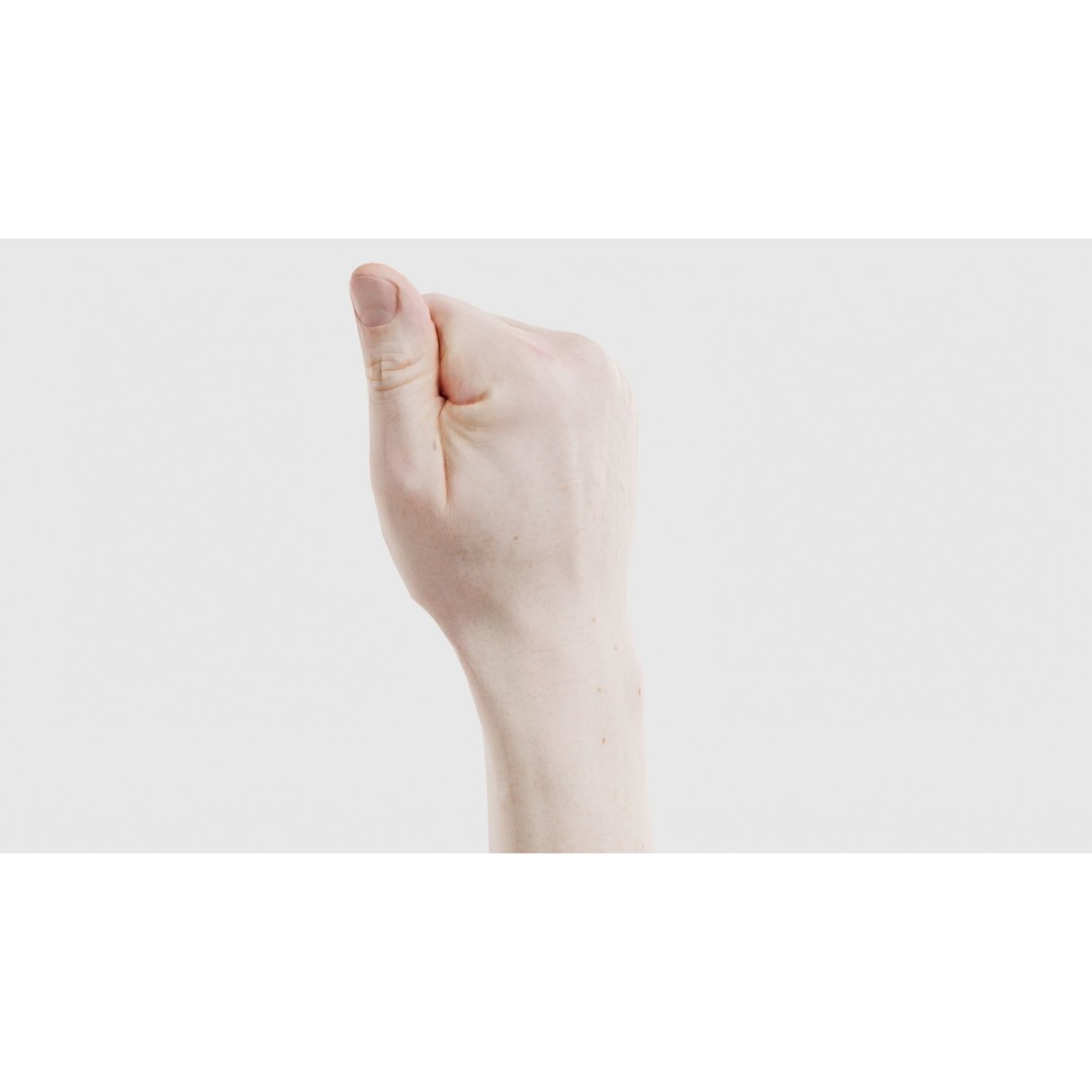 Male Hand 3D Model – Low Poly Fist for American Sign Language, FBX - View 25
