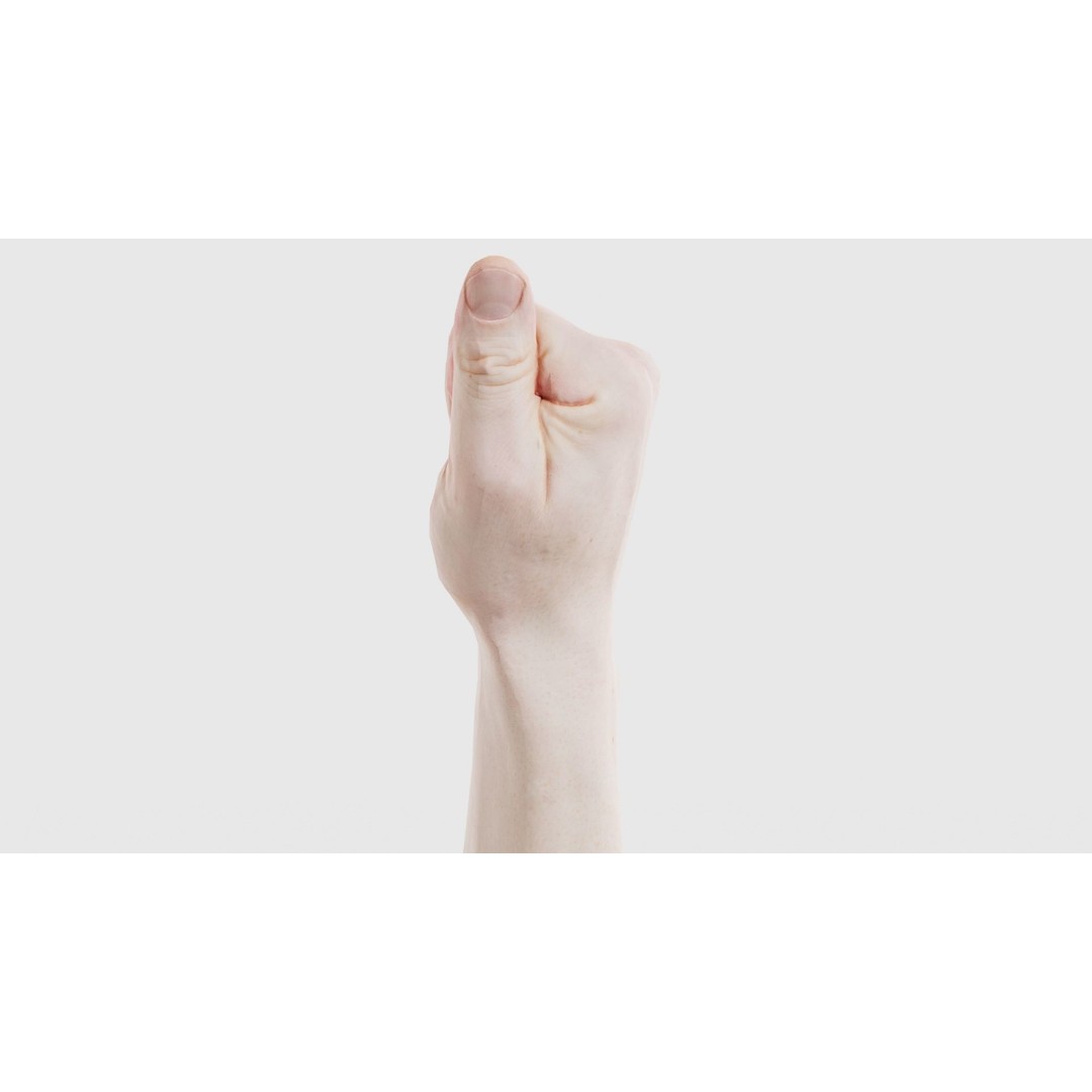 Male Hand 3D Model – Low Poly Fist for American Sign Language, FBX - View 26