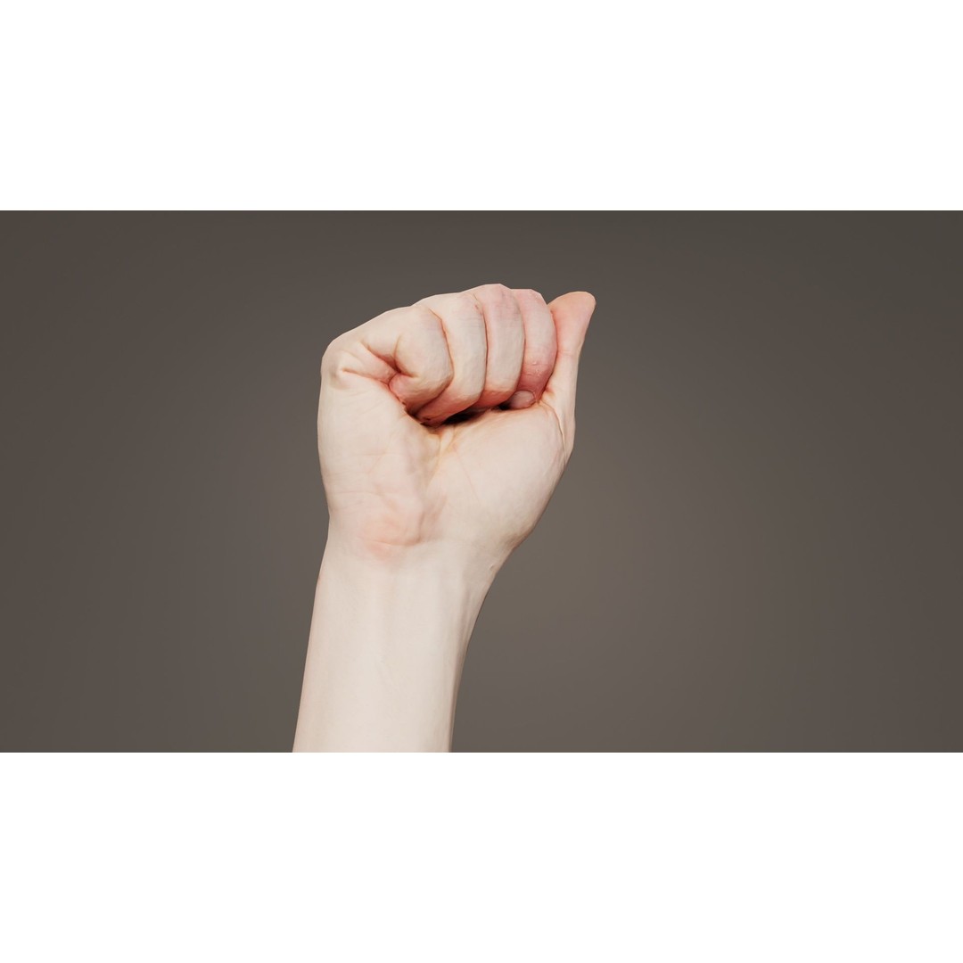 Male Hand 3D Model – Low Poly Fist for American Sign Language, FBX - View 6