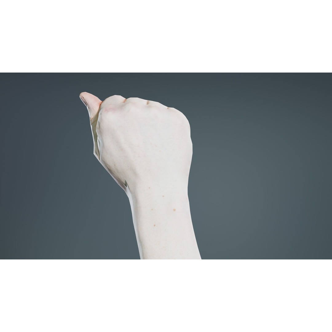Male Hand 3D Model – Low Poly Fist for American Sign Language, FBX - View 7