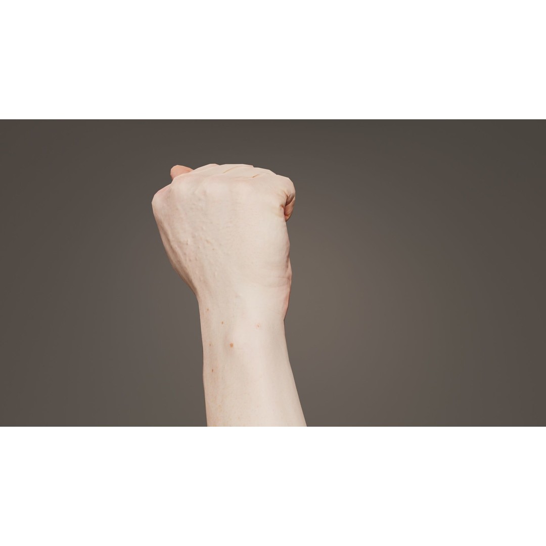 Male Hand 3D Model – Low Poly Fist for American Sign Language, FBX - View 8