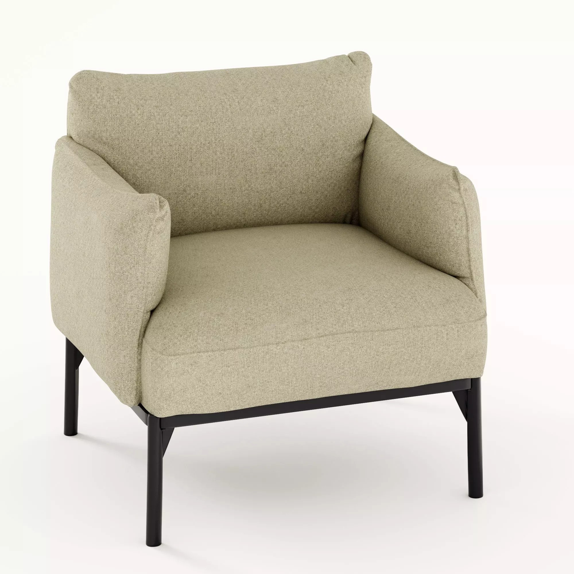 Sage Green Fabric Armchair - PBR Game-Ready 3D Model